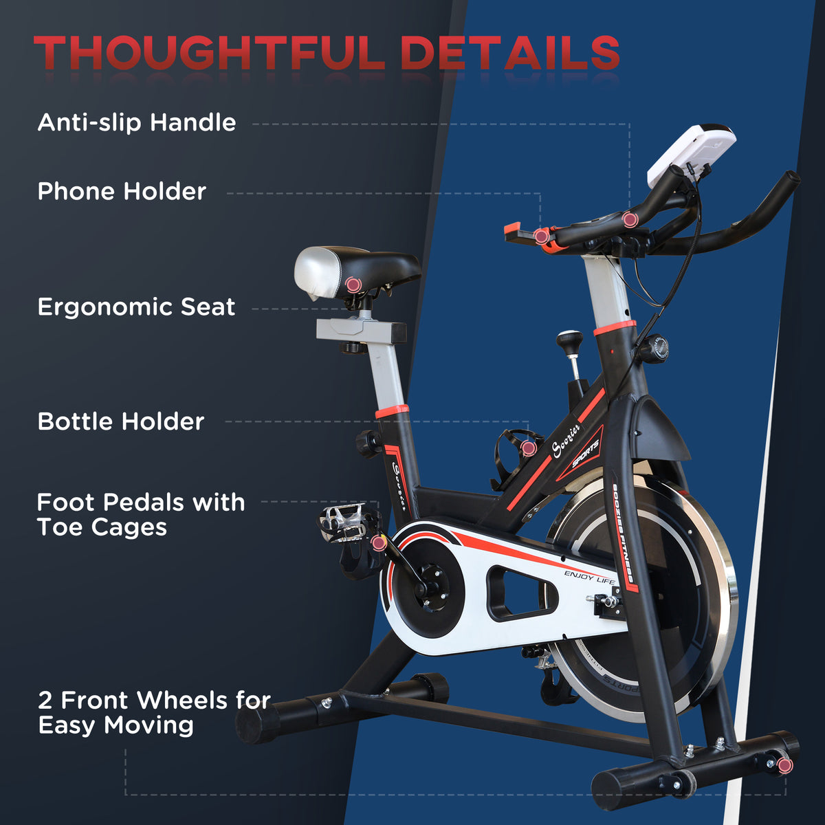 Soozier Upright Stationary Exercise Bike - Black LCD Monitor-Exercise Bikes-DECOROLALA