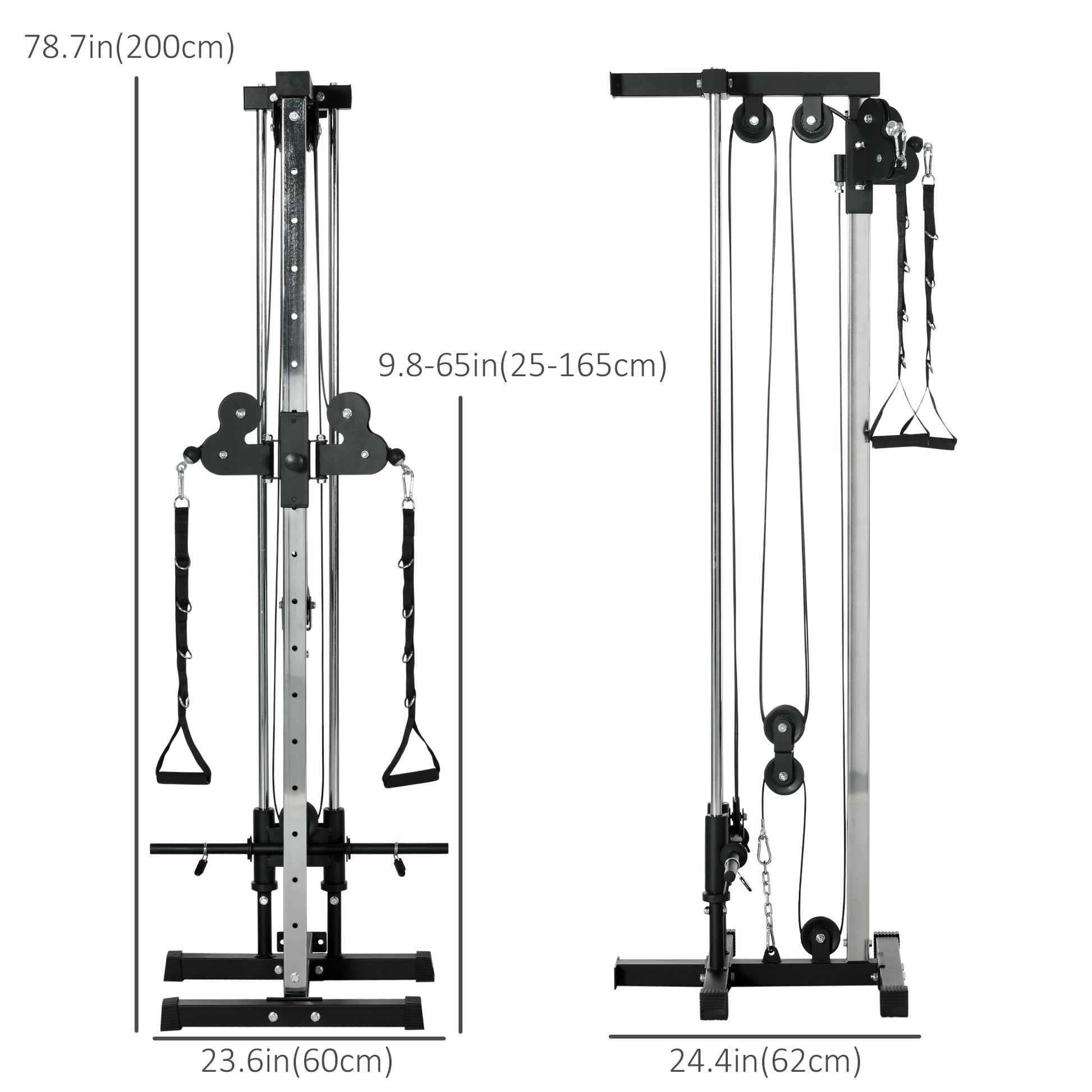 Soozier Wall Mount Cable Station - 15-Position Dual Pulley Black-DECOROLALA