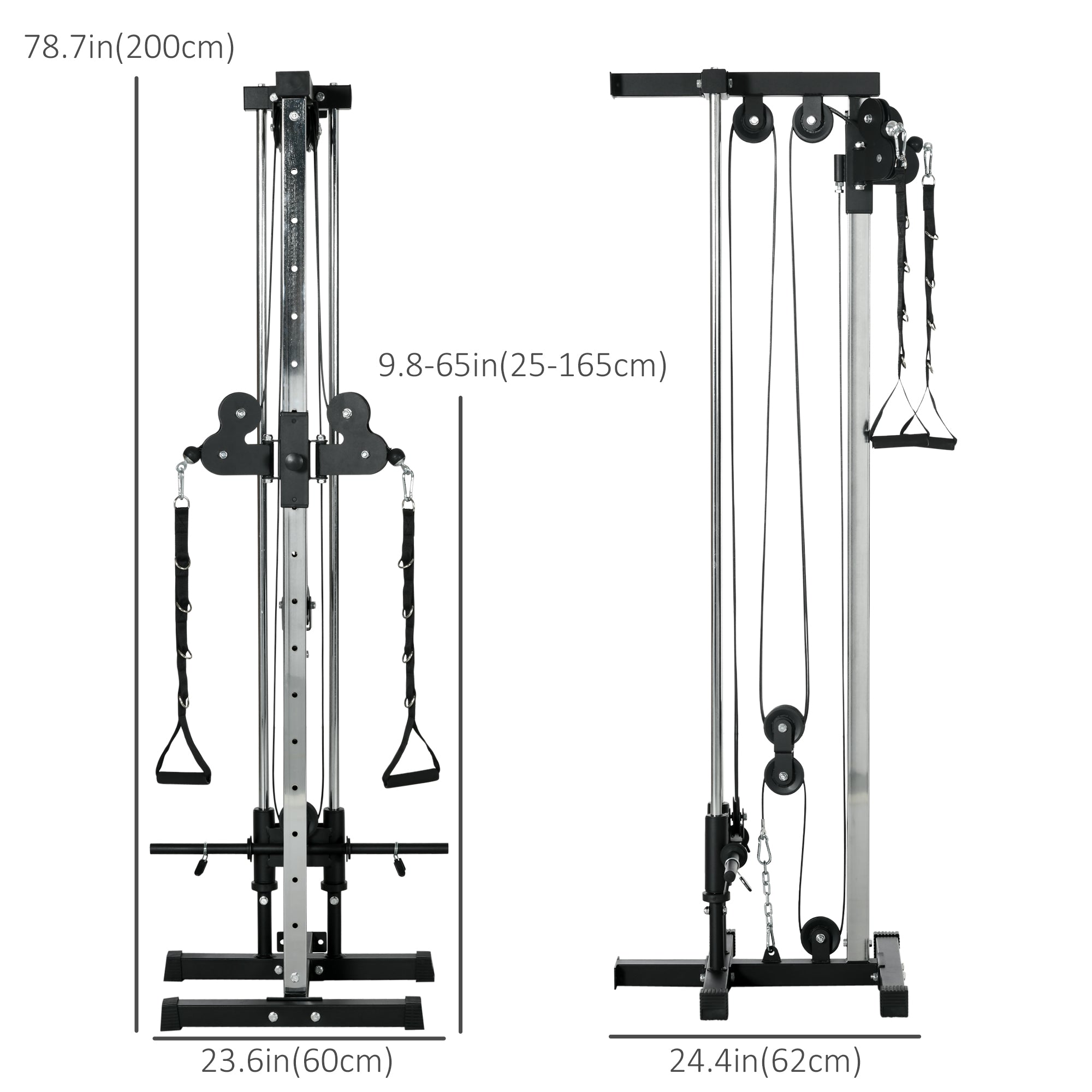 Soozier Wall Mount Cable Station - 15-Position Dual Pulley Black-DECOROLALA