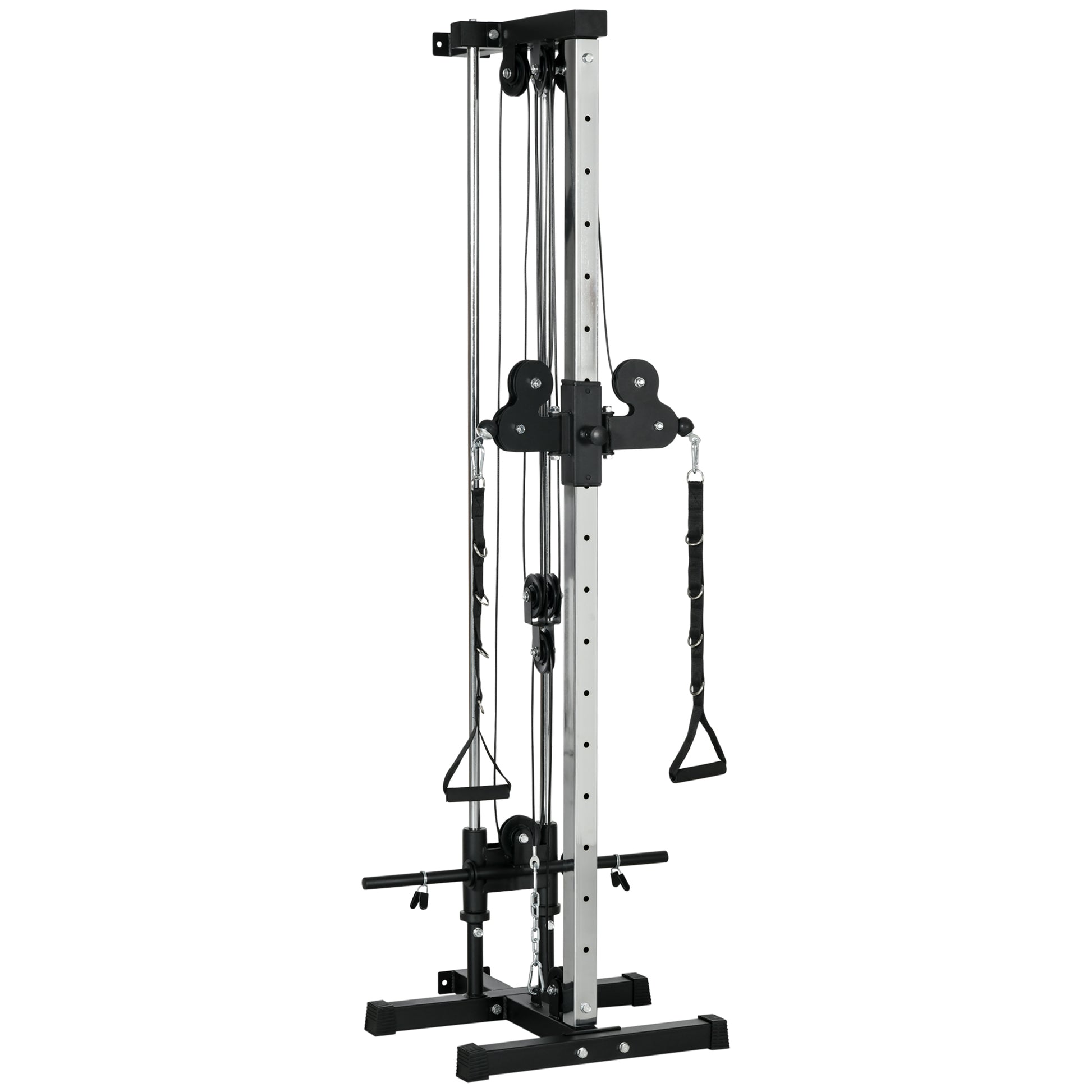 Soozier Wall Mount Cable Station - 15-Position Dual Pulley Black-DECOROLALA