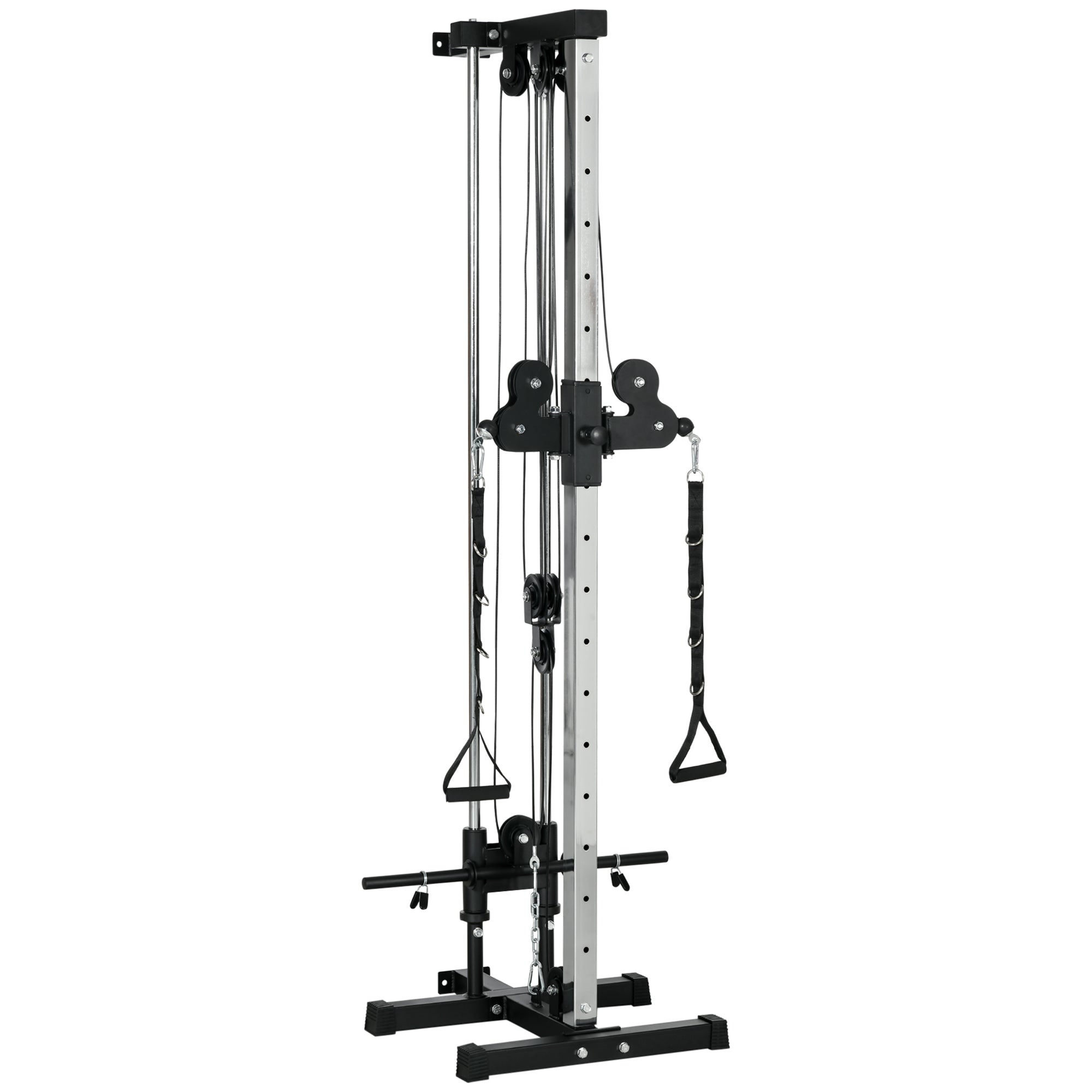 Soozier Wall Mount Cable Station - 15-Position Dual Pulley Black-DECOROLALA