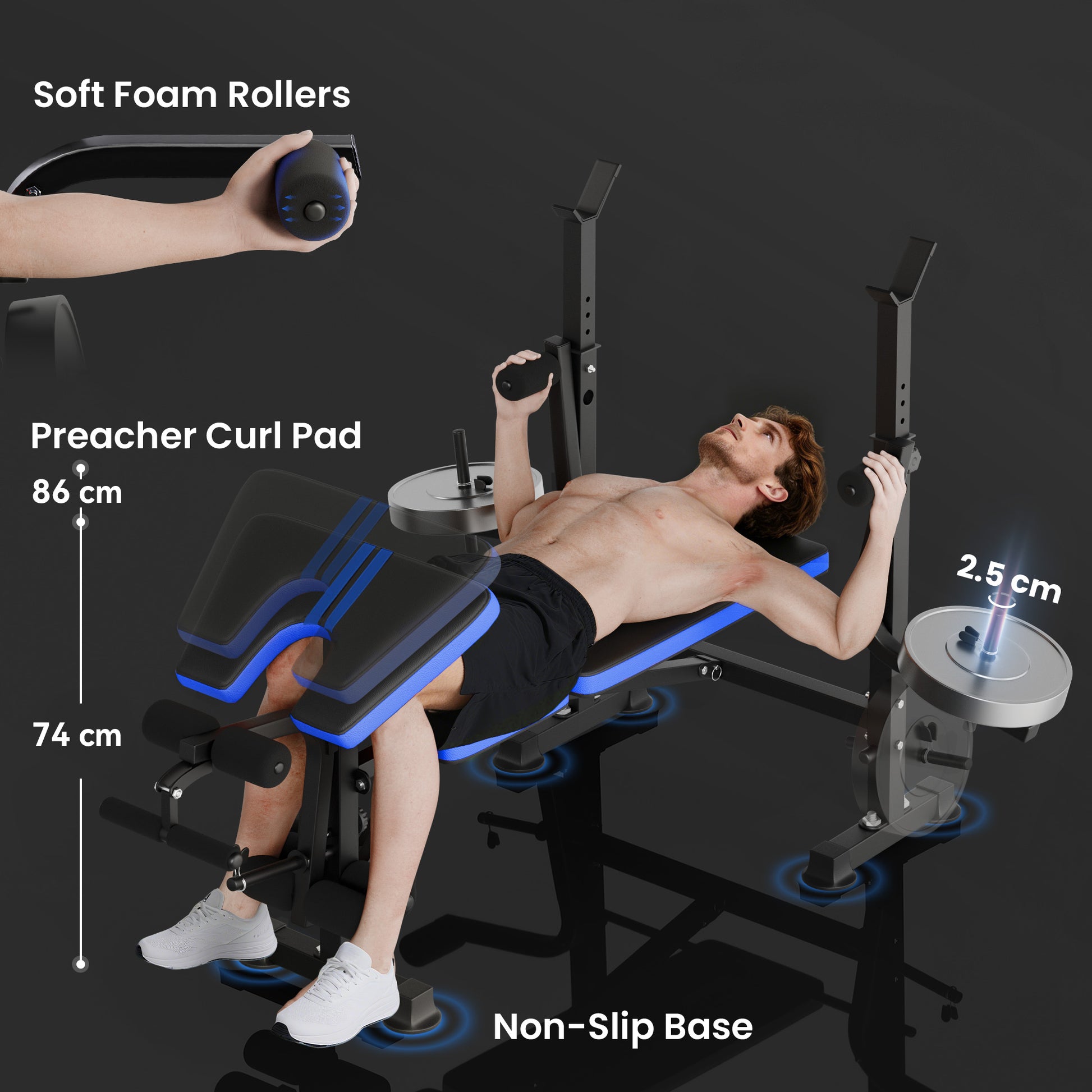 Soozier Weight Bench with Squat Rack & Leg Developer - Blue-DECOROLALA
