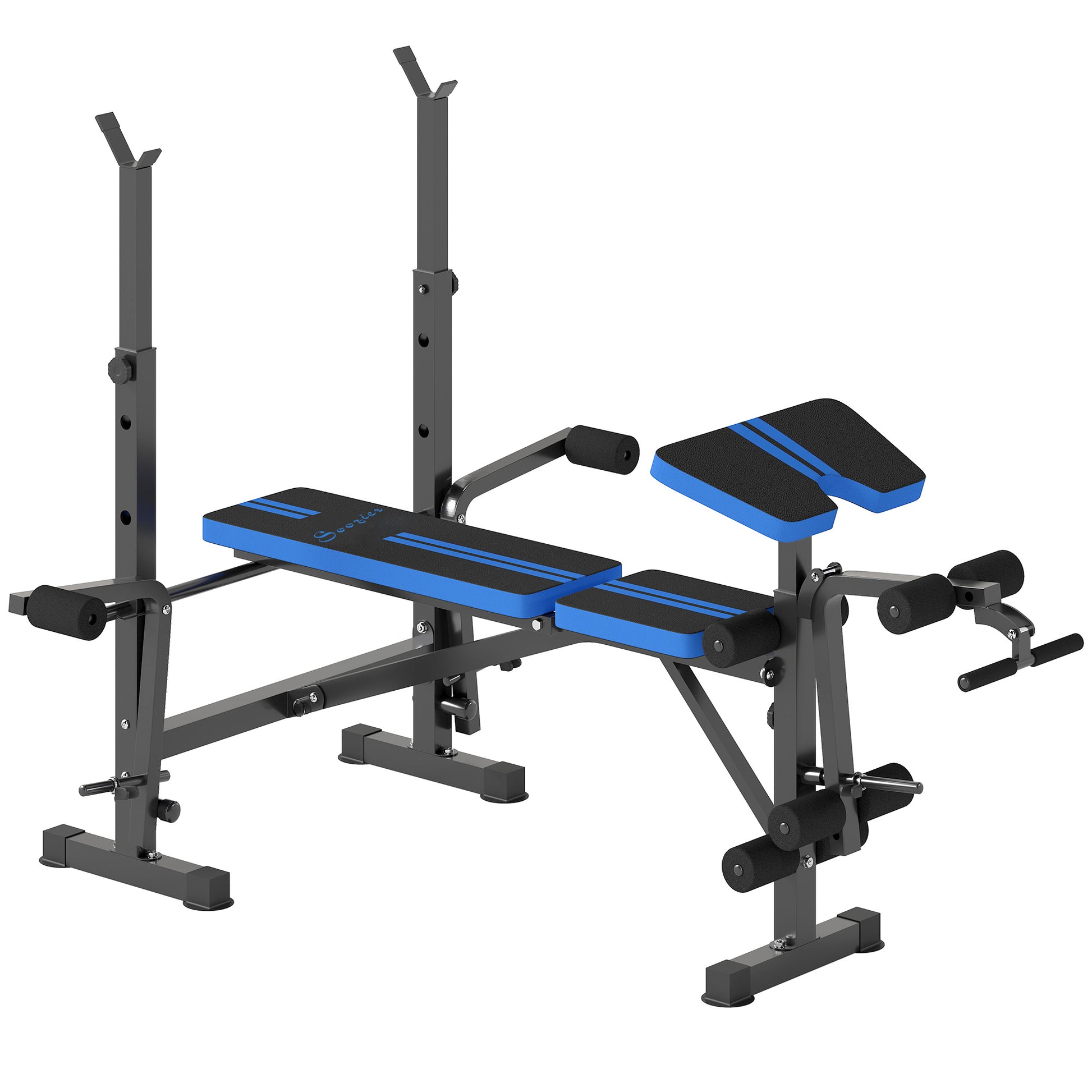Soozier Weight Bench with Squat Rack & Leg Developer - Blue-DECOROLALA