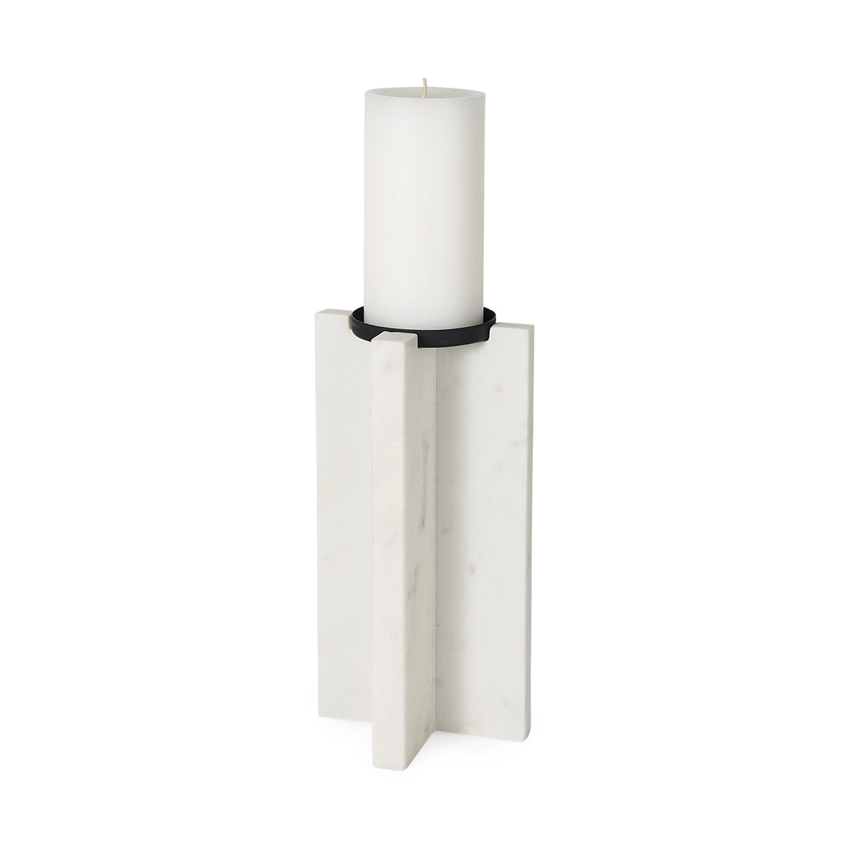 Sophia 5.5"L x 3.5"W x 10.5"H Marble Candle Holder Large-Table Candle Holders-DECOROLALA