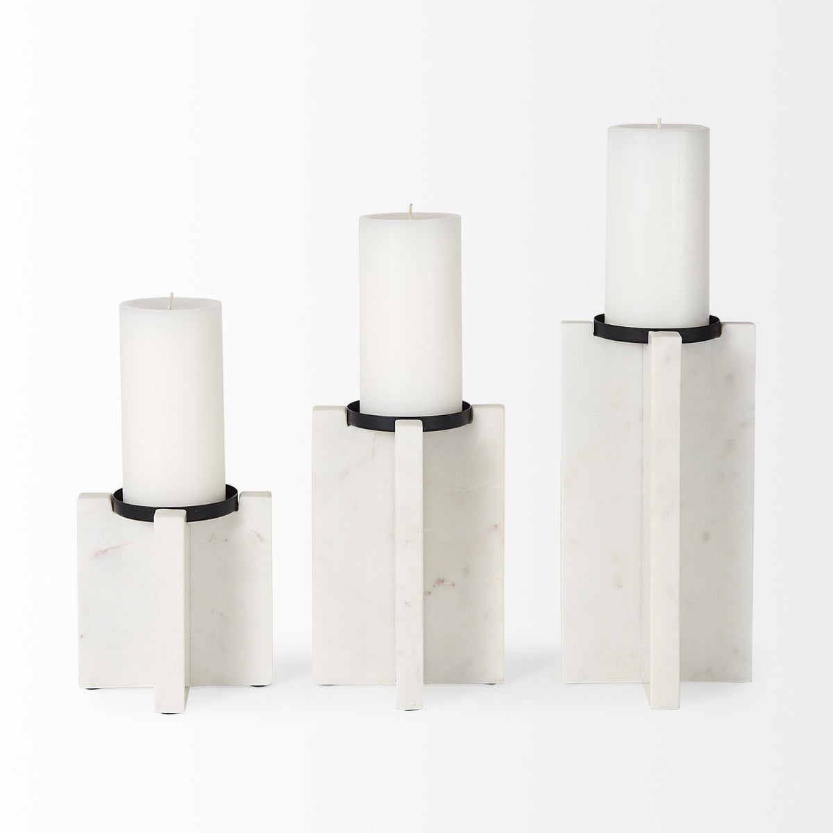 Sophia 5.5"L x 3.5"W x 10.5"H Marble Candle Holder Large-Table Candle Holders-DECOROLALA