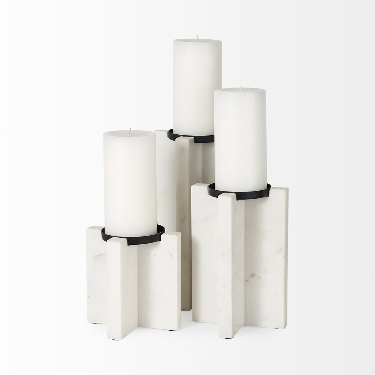 Sophia 5.5"L x 3.5"W x 10.5"H Marble Candle Holder Large-Table Candle Holders-DECOROLALA