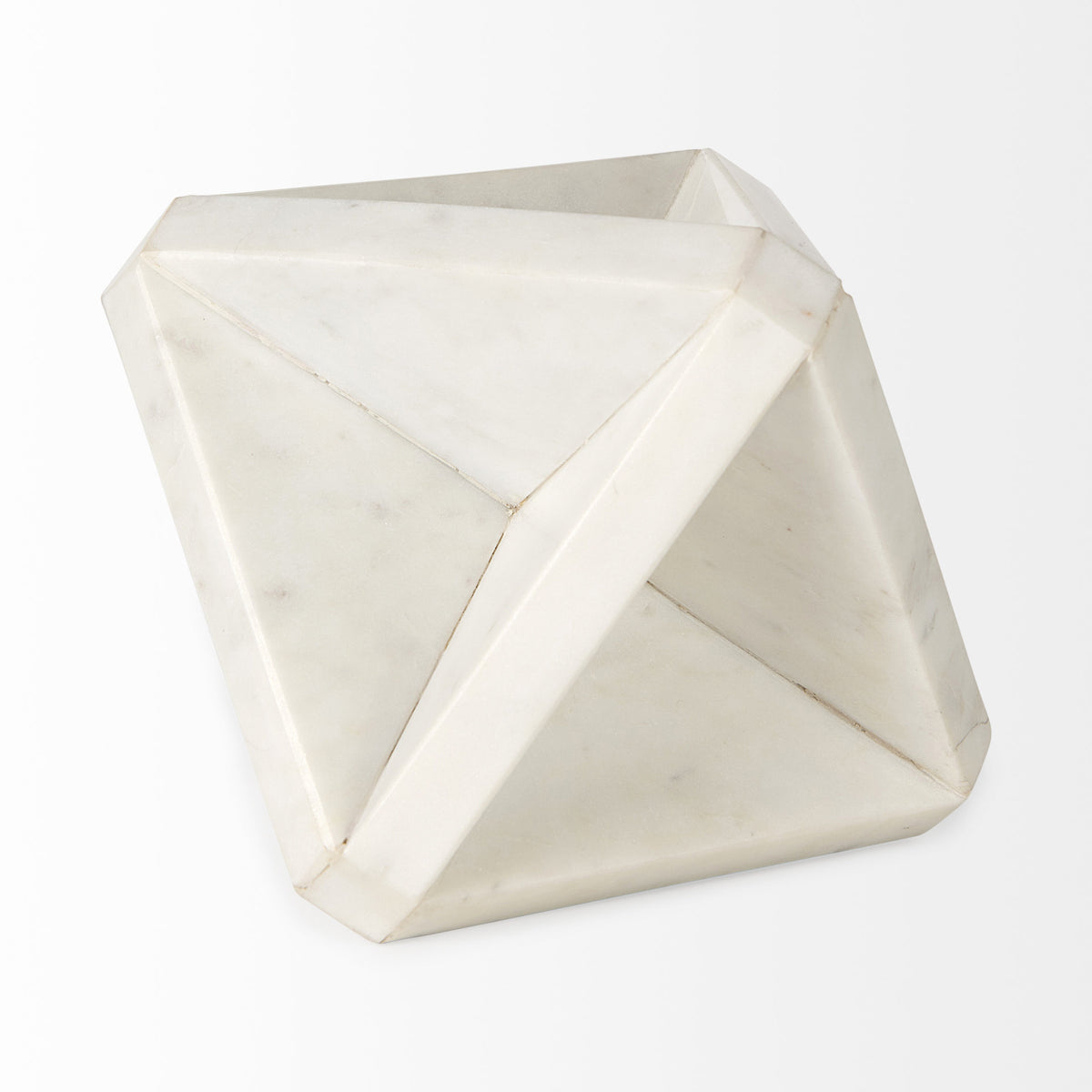 Sophia 5.5 L x 5.5 W x 8.5 H White Marble Decor Stand-Objects-DECOROLALA