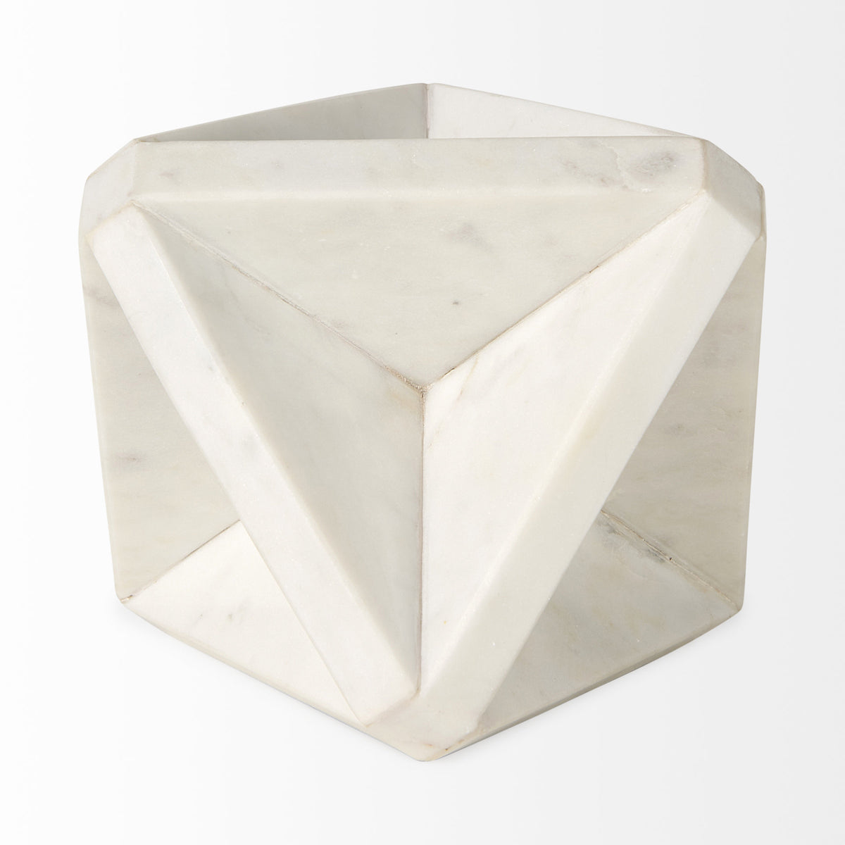 Sophia 5.5 L x 5.5 W x 8.5 H White Marble Decor Stand-Objects-DECOROLALA