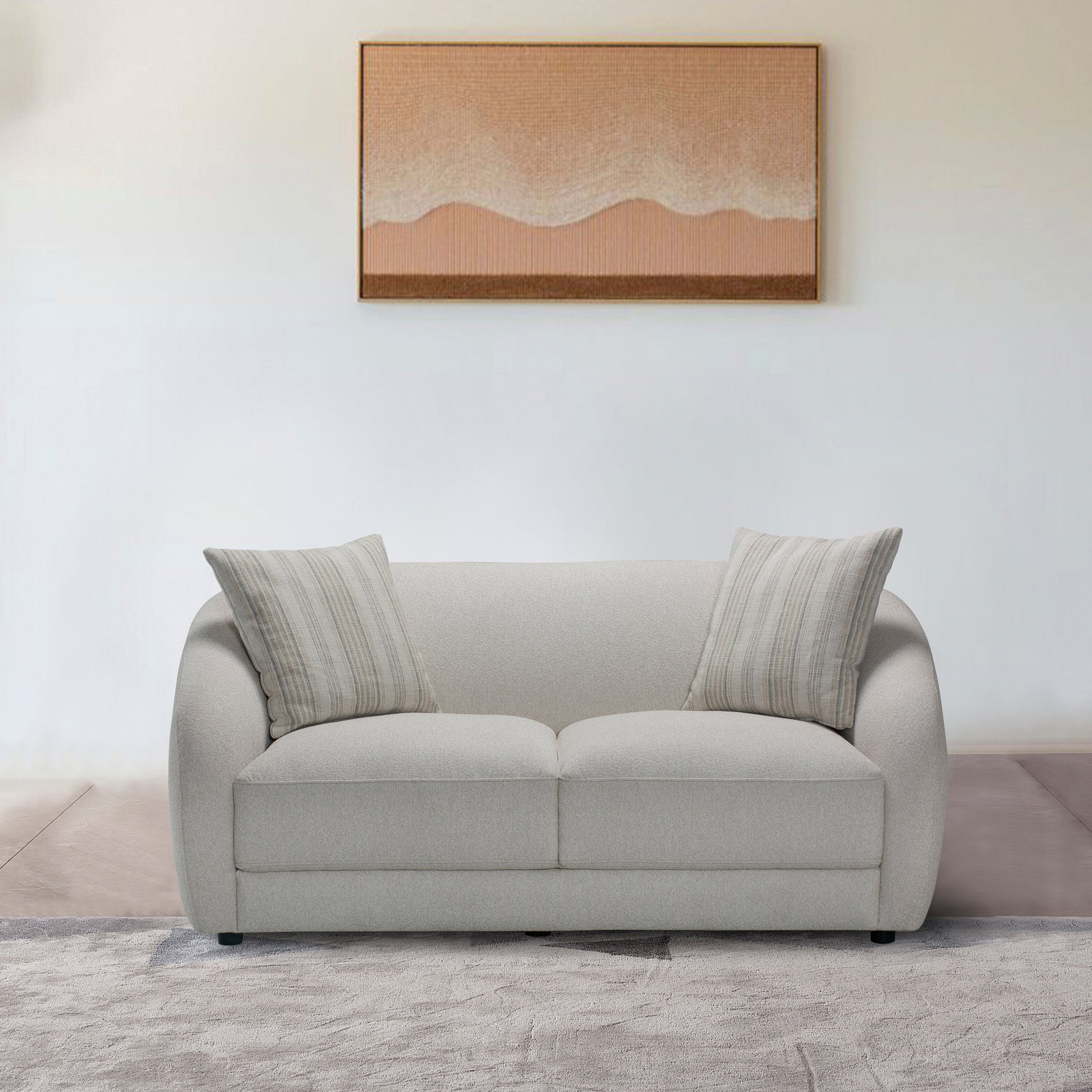 Sophy 70 in. Round Barrel Condo Sofa with Pillows-Furniture > Sofas > Loveseat Sofas-DECOROLALA