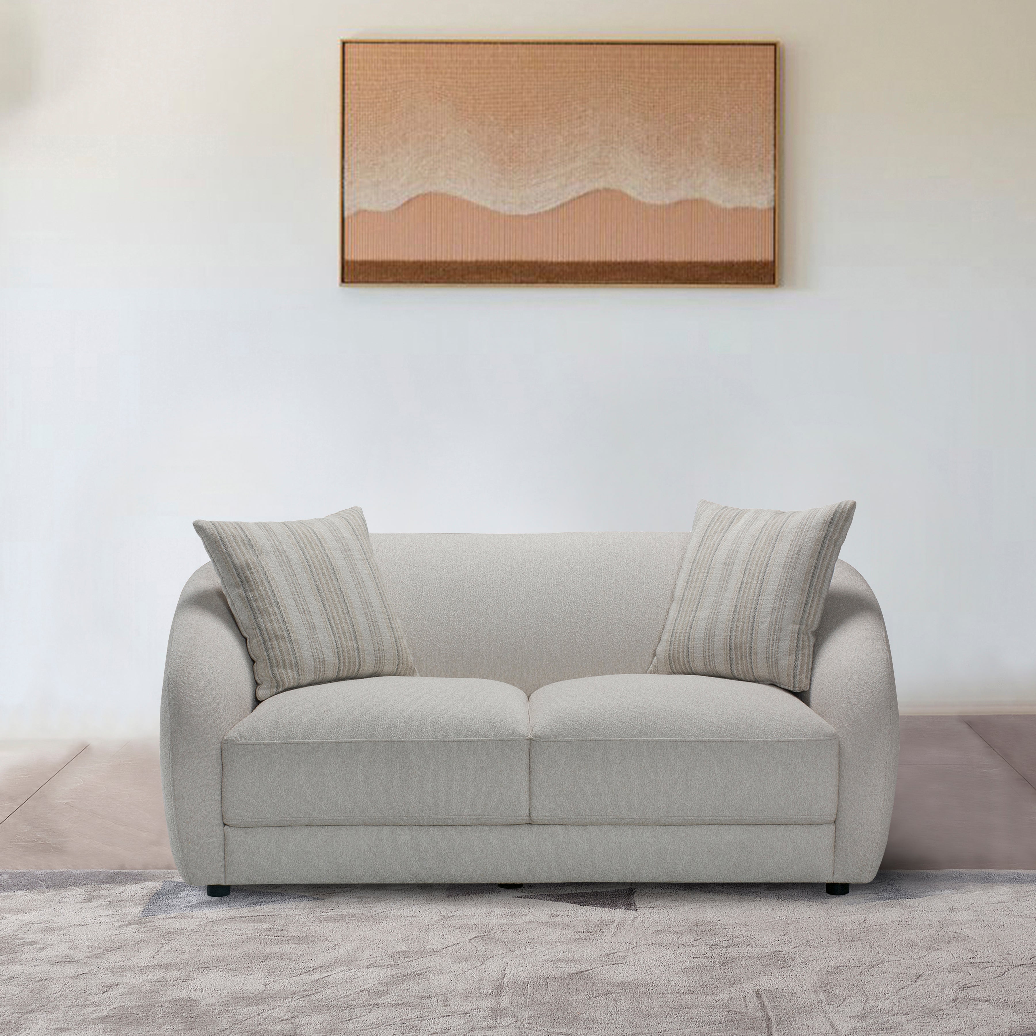 Sophy 70 in. Round Barrel Condo Sofa with Pillows-DECOROLALA