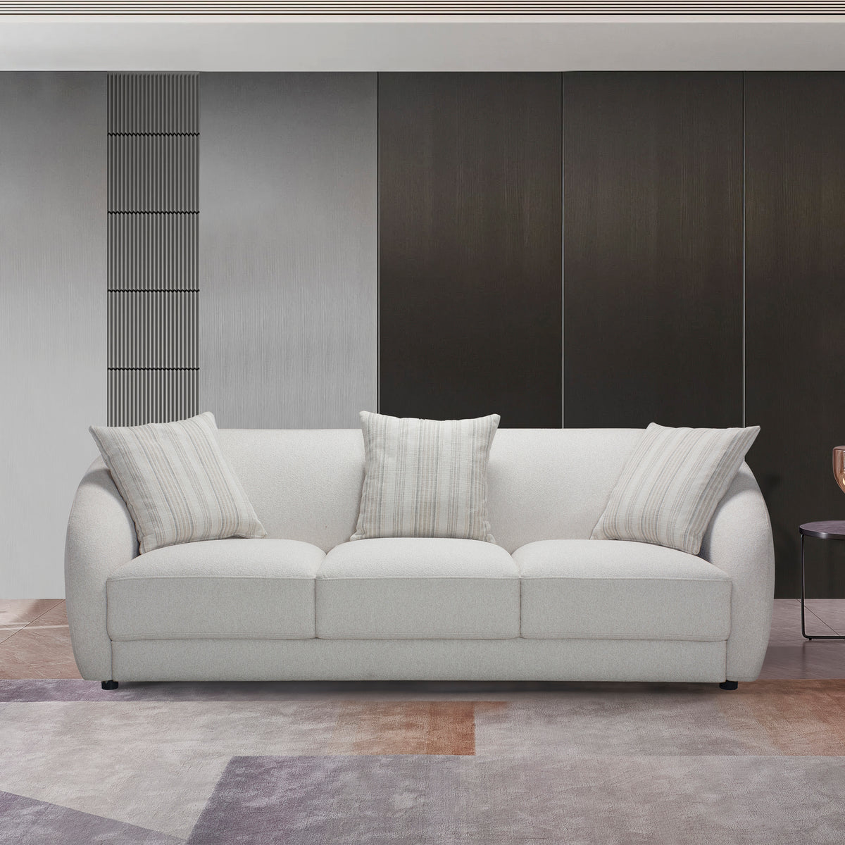 Sophy 91 in. Barrel Sofa with Pillows-Sofas-DECOROLALA