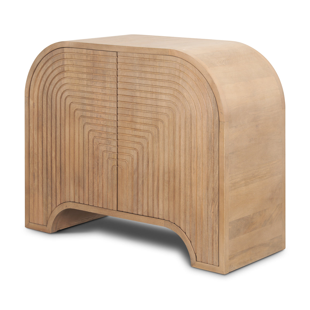 Sorina Reverse Fluted Light Brown Wood Accent Cabinet-Accent Cabinets & Chests-DECOROLALA