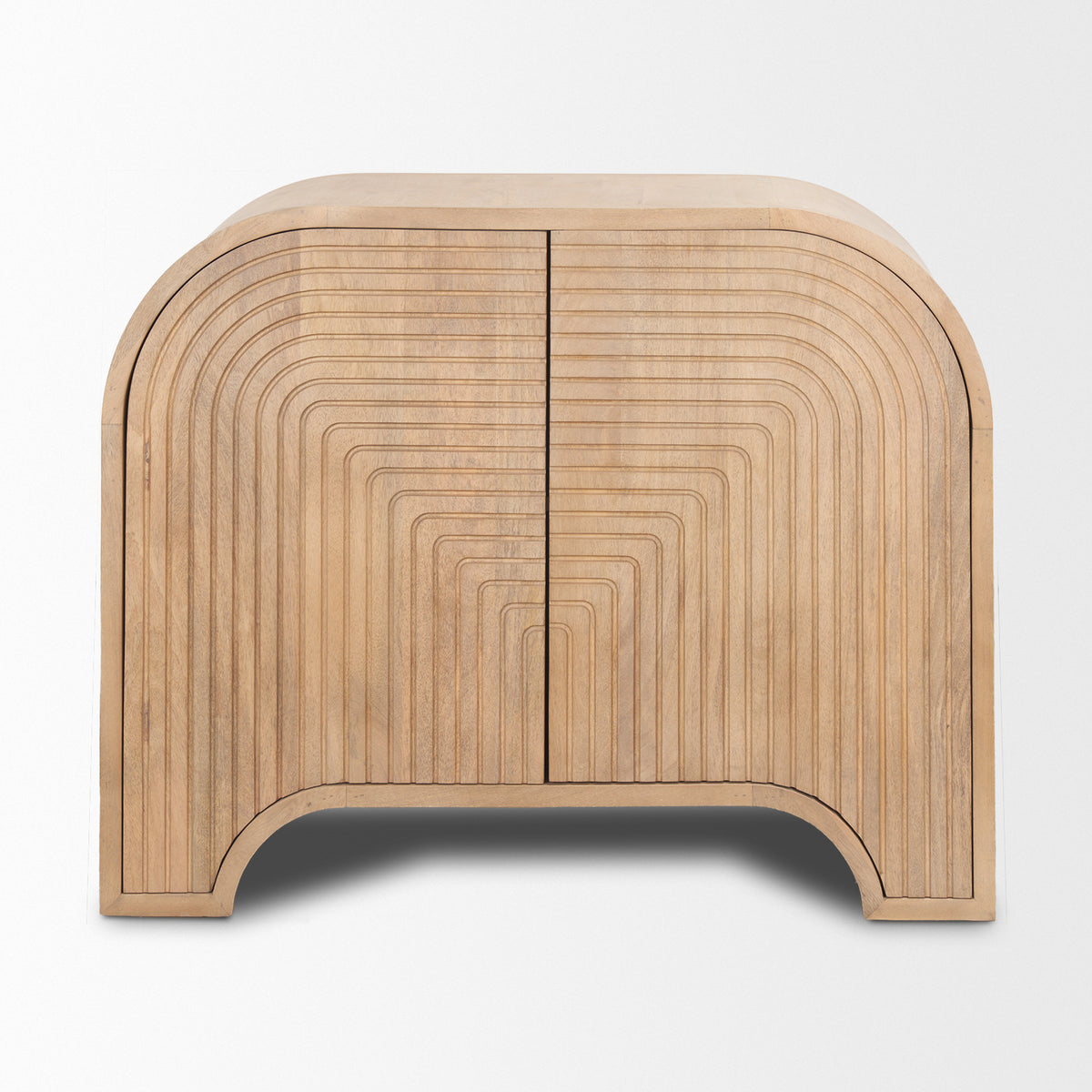 Sorina Reverse Fluted Light Brown Wood Accent Cabinet-Accent Cabinets & Chests-DECOROLALA