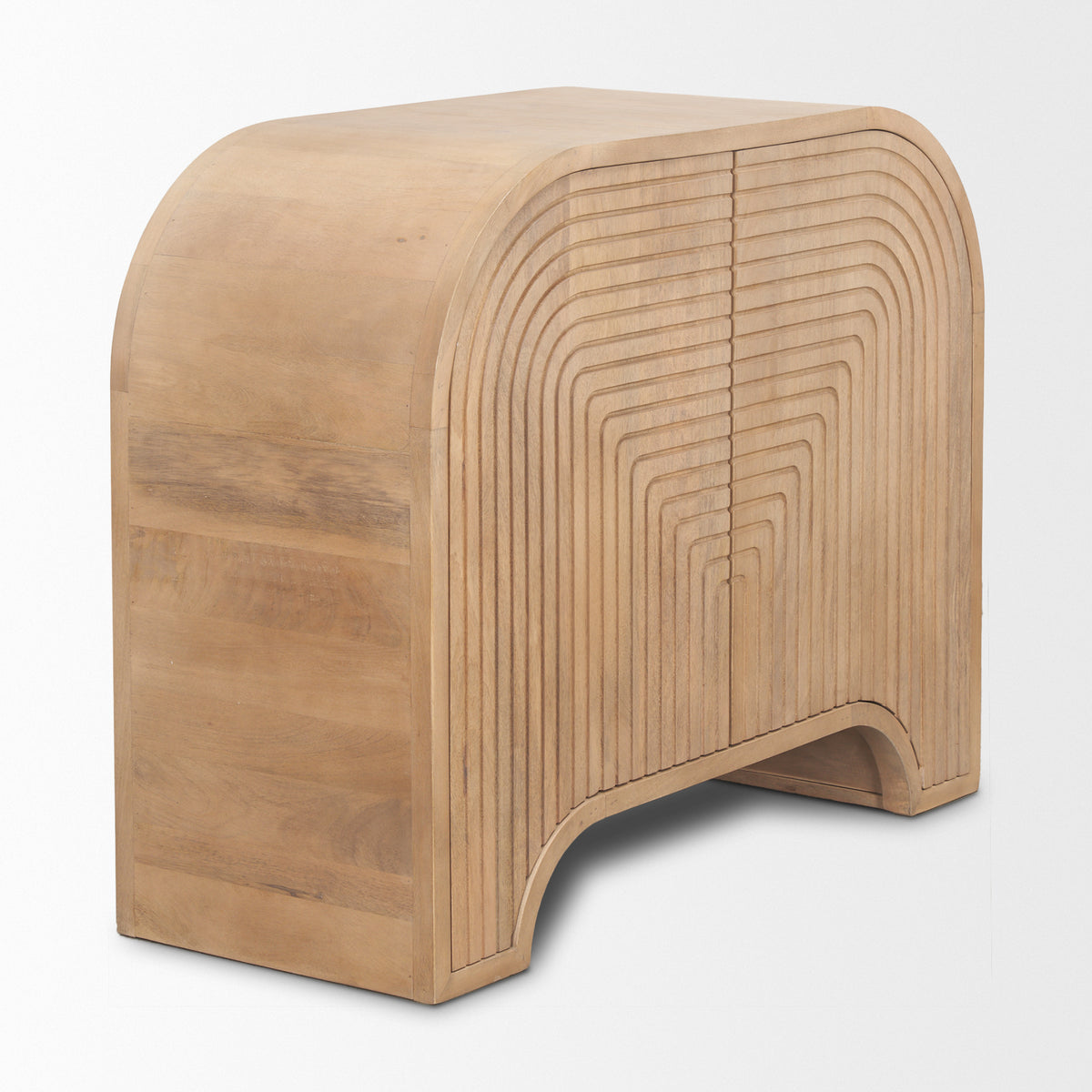 Sorina Reverse Fluted Light Brown Wood Accent Cabinet-Accent Cabinets & Chests-DECOROLALA