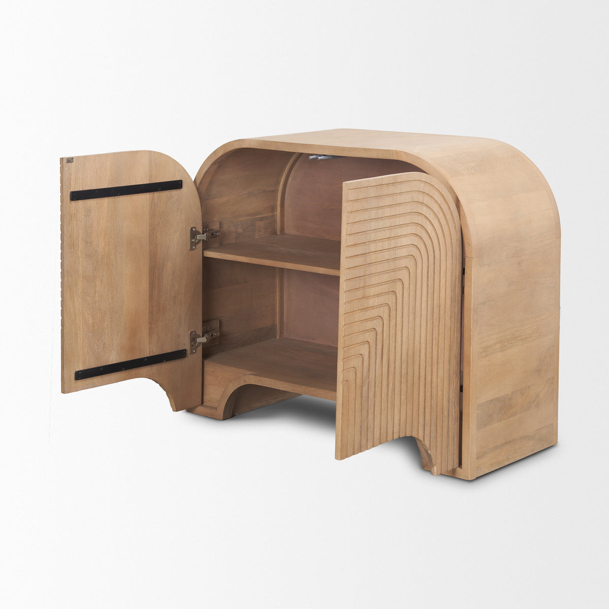 Sorina Reverse Fluted Light Brown Wood Accent Cabinet-Accent Cabinets & Chests-DECOROLALA