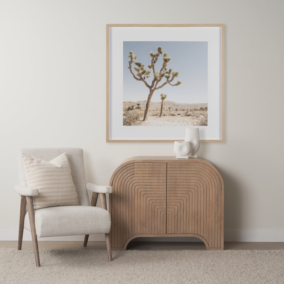 Sorina Reverse Fluted Light Brown Wood Accent Cabinet-Accent Cabinets & Chests-DECOROLALA
