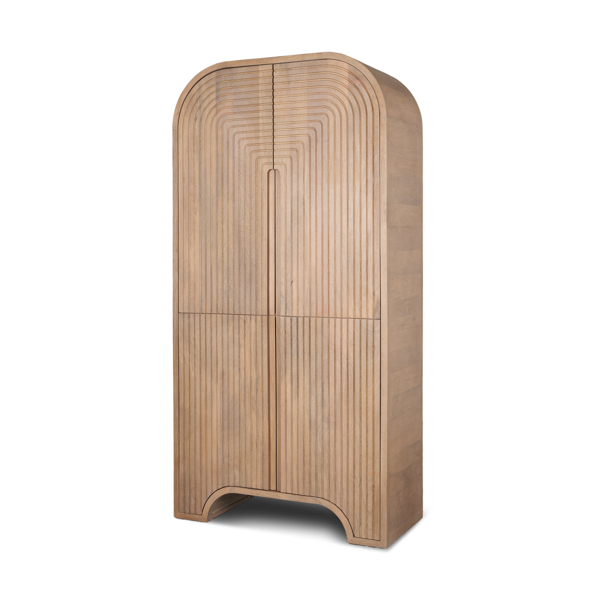 Sorina Reverse Fluted Light Brown Wood Curio Cabinet-Cabinets-DECOROLALA