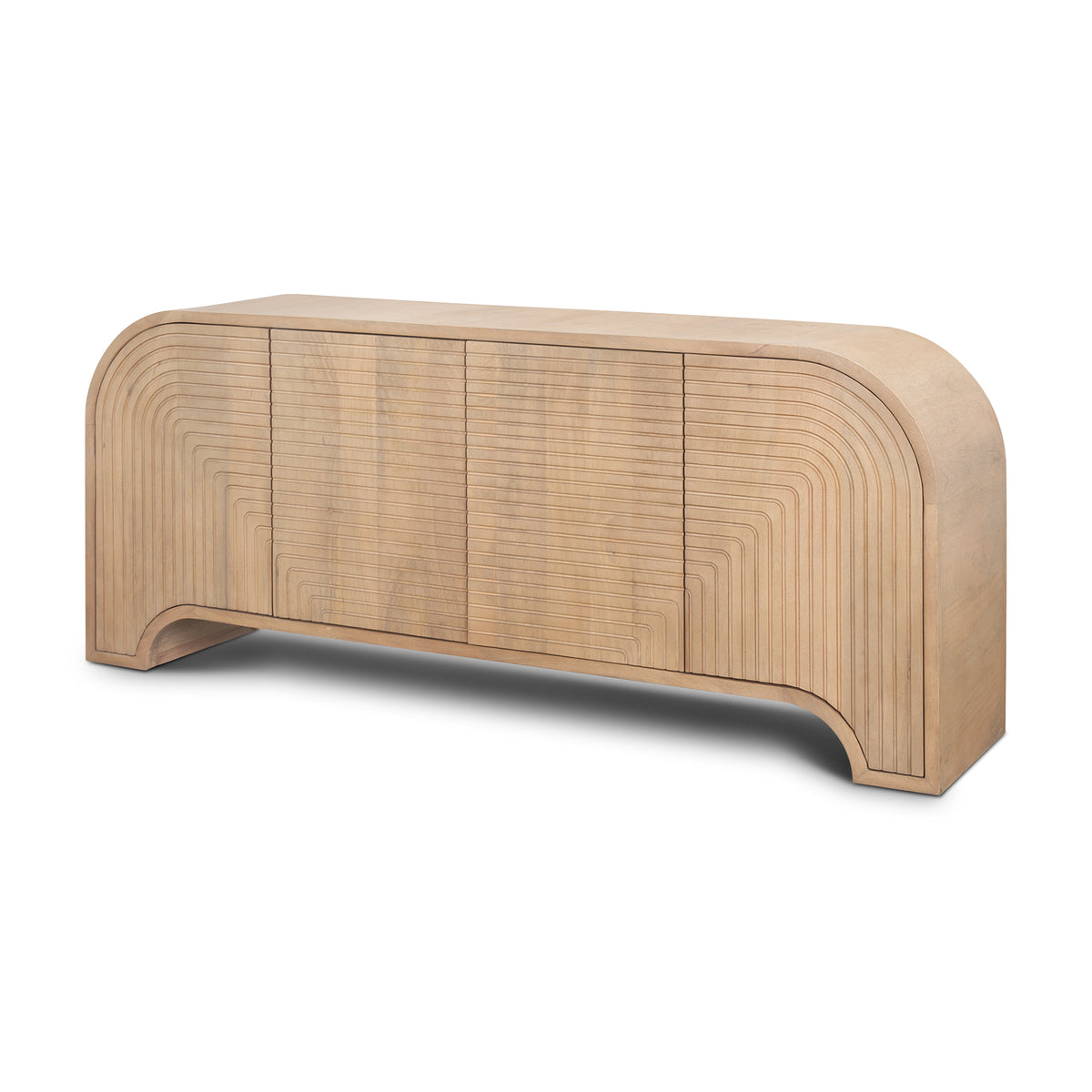 Sorina Reverse Fluted Light Brown Wood Sideboard-Sideboards & Buffets-DECOROLALA