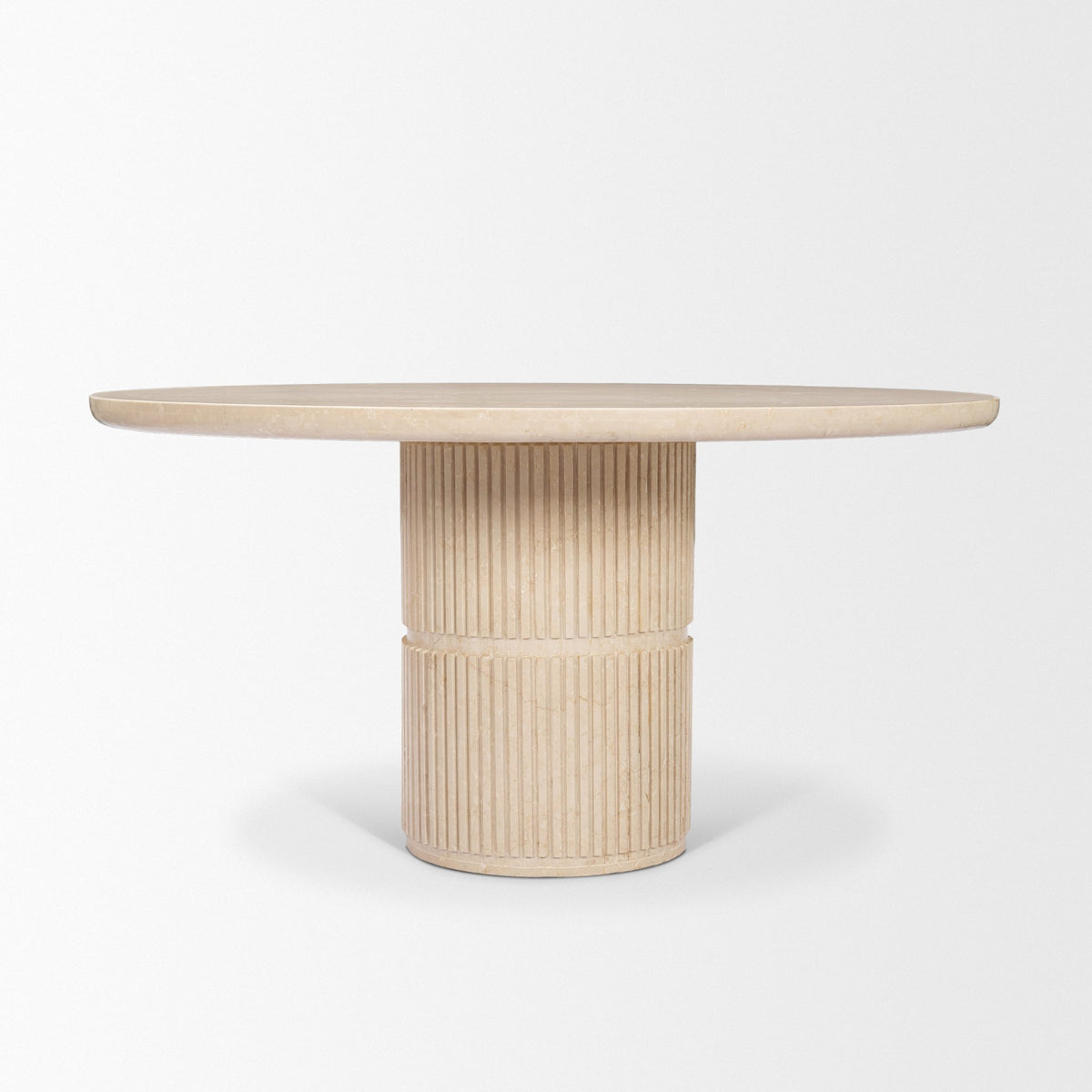 Sorrano 59" Round Pedestal Dining Table | Botticino Marble | Seats 6-Dining Tables-DECOROLALA