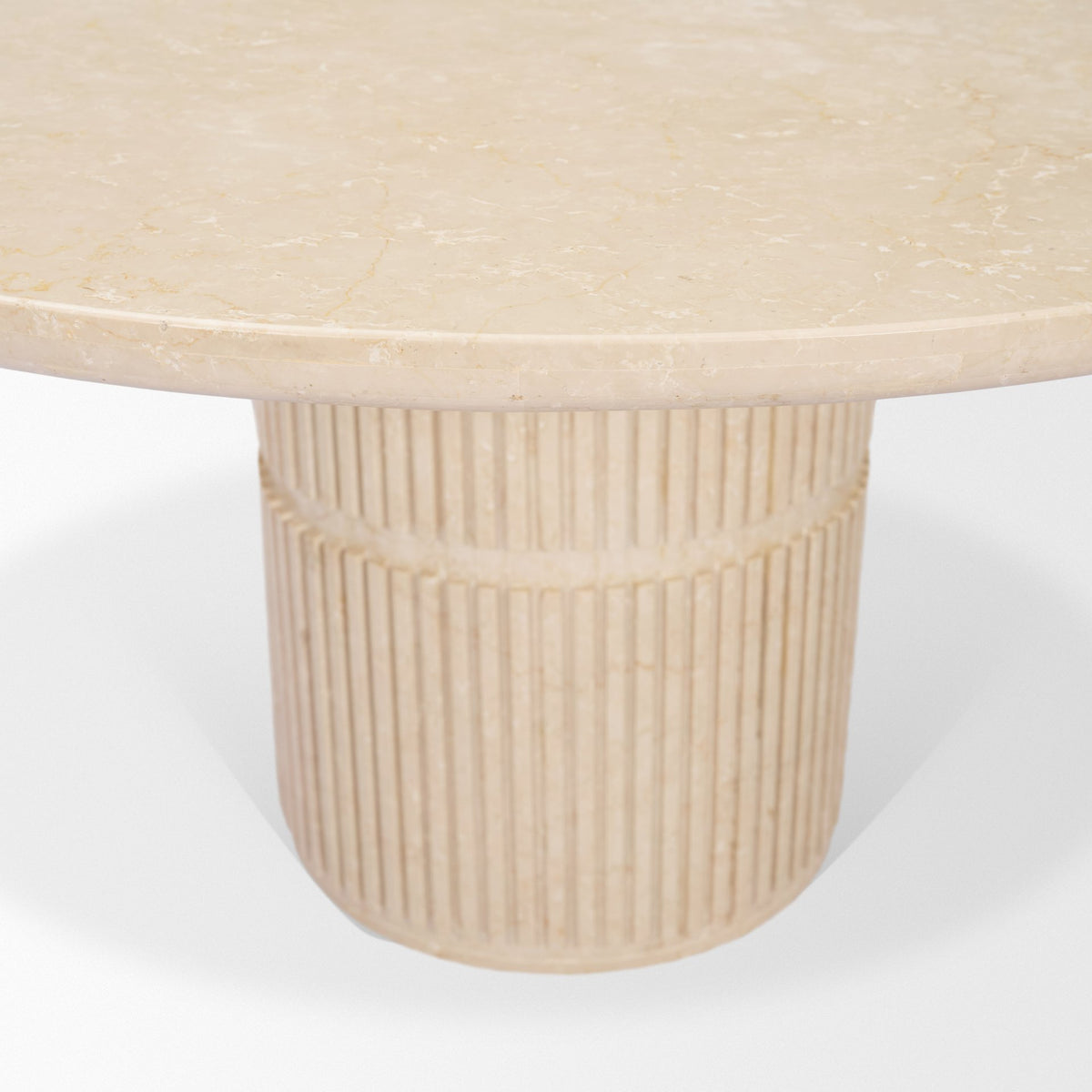Sorrano 59" Round Pedestal Dining Table | Botticino Marble | Seats 6-Dining Tables-DECOROLALA