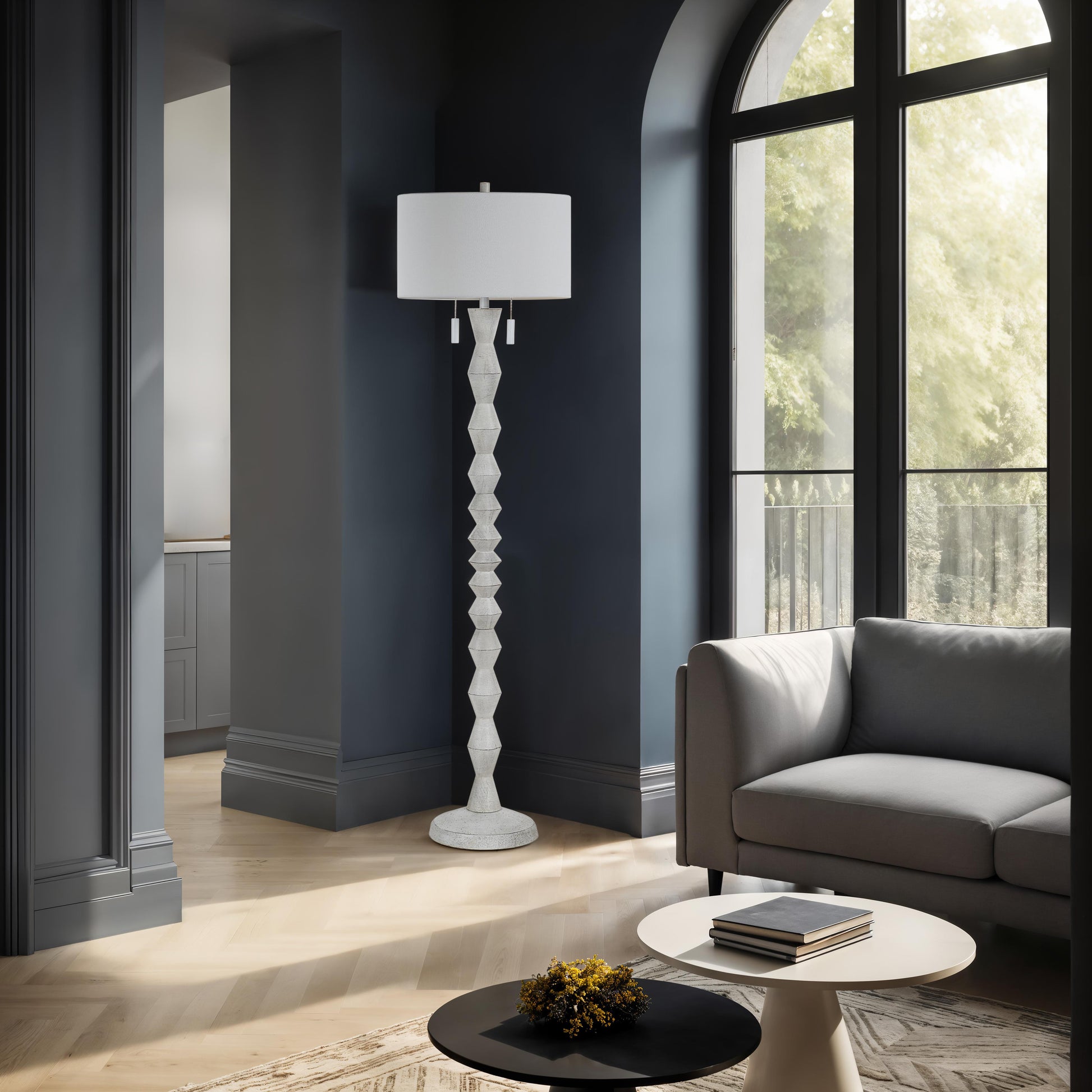 Sorriso 75.0" Height Floor Lamps, White Wood Texture-Floor Lamp-DECOROLALA