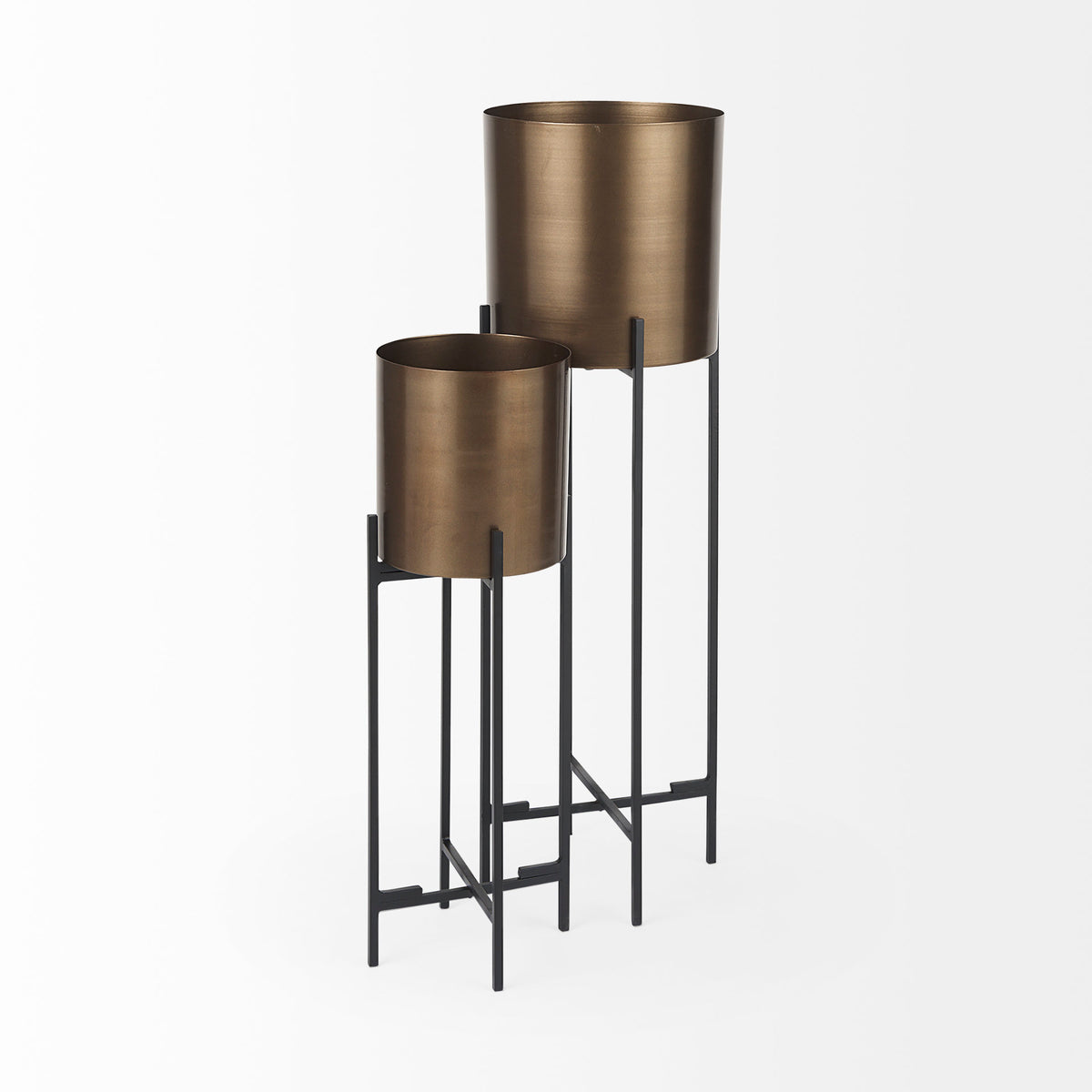 Sowerberry Plant Stand - Black/Bronze 11x11x33"-Plant & Magazine Racks-DECOROLALA