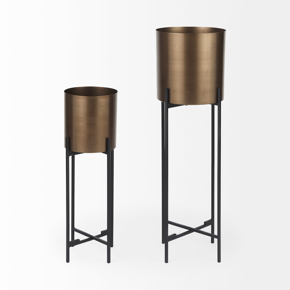 Sowerberry Plant Stand - Black/Bronze 9x9x24"-Plant & Magazine Racks-DECOROLALA