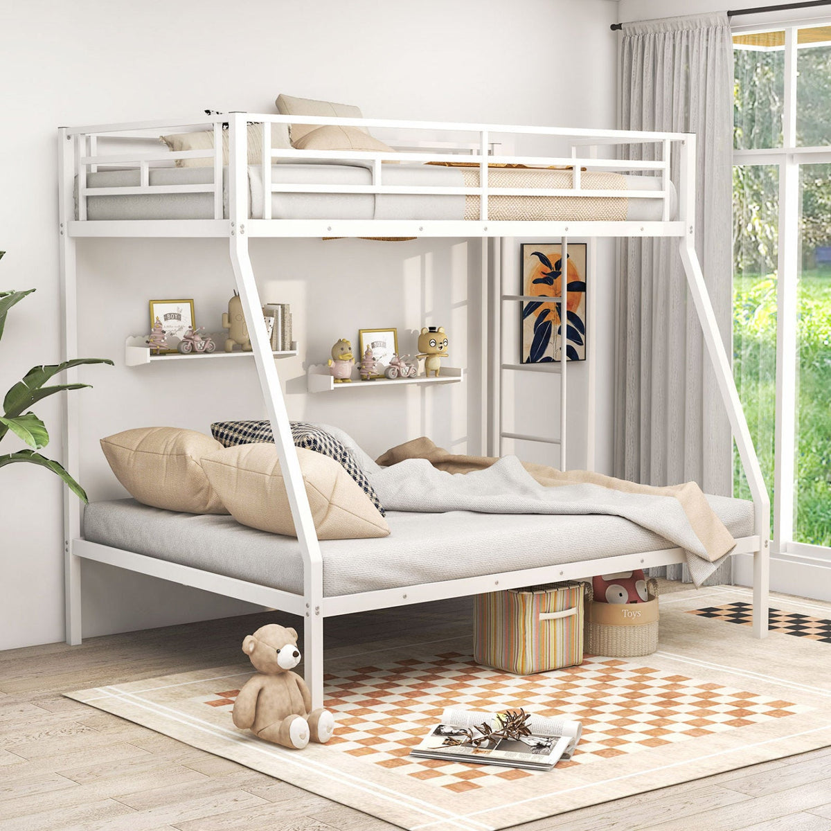 Space-saving Metal Slatted Bed Frame for Teens and Adults Noise-free No Box Spring Needed-Bunk Bed Frame-DECOROLALA