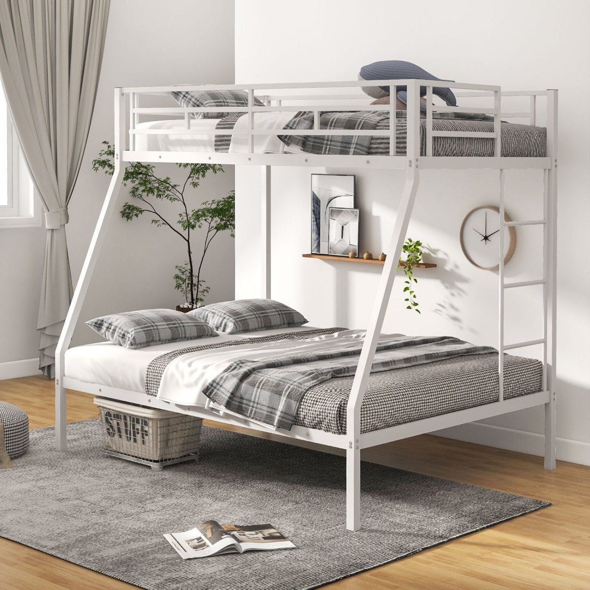 Space-saving Metal Slatted Bed Frame for Teens and Adults Noise-free No Box Spring Needed-Bunk Bed Frame-DECOROLALA