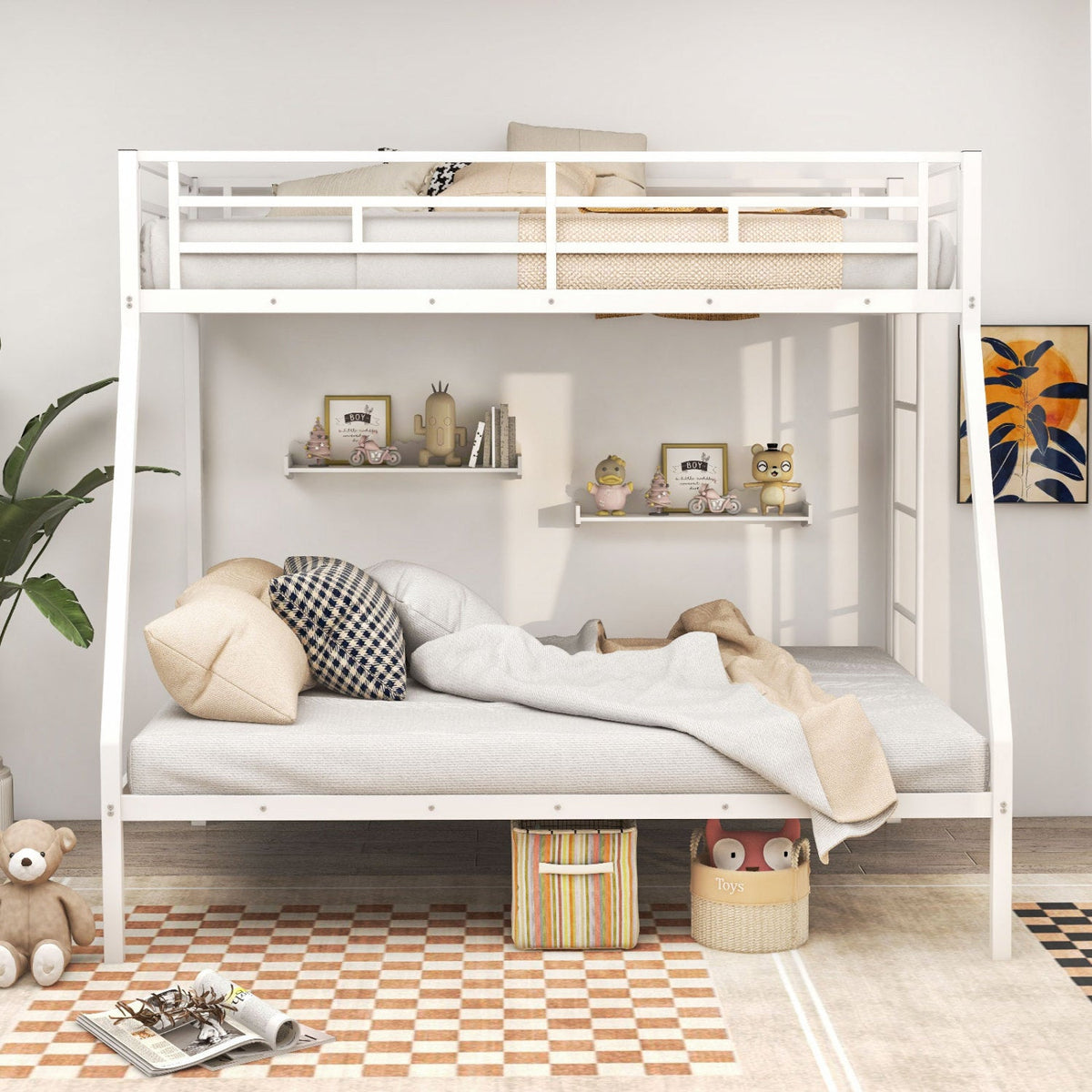 Space-saving Metal Slatted Bed Frame for Teens and Adults Noise-free No Box Spring Needed-Bunk Bed Frame-DECOROLALA