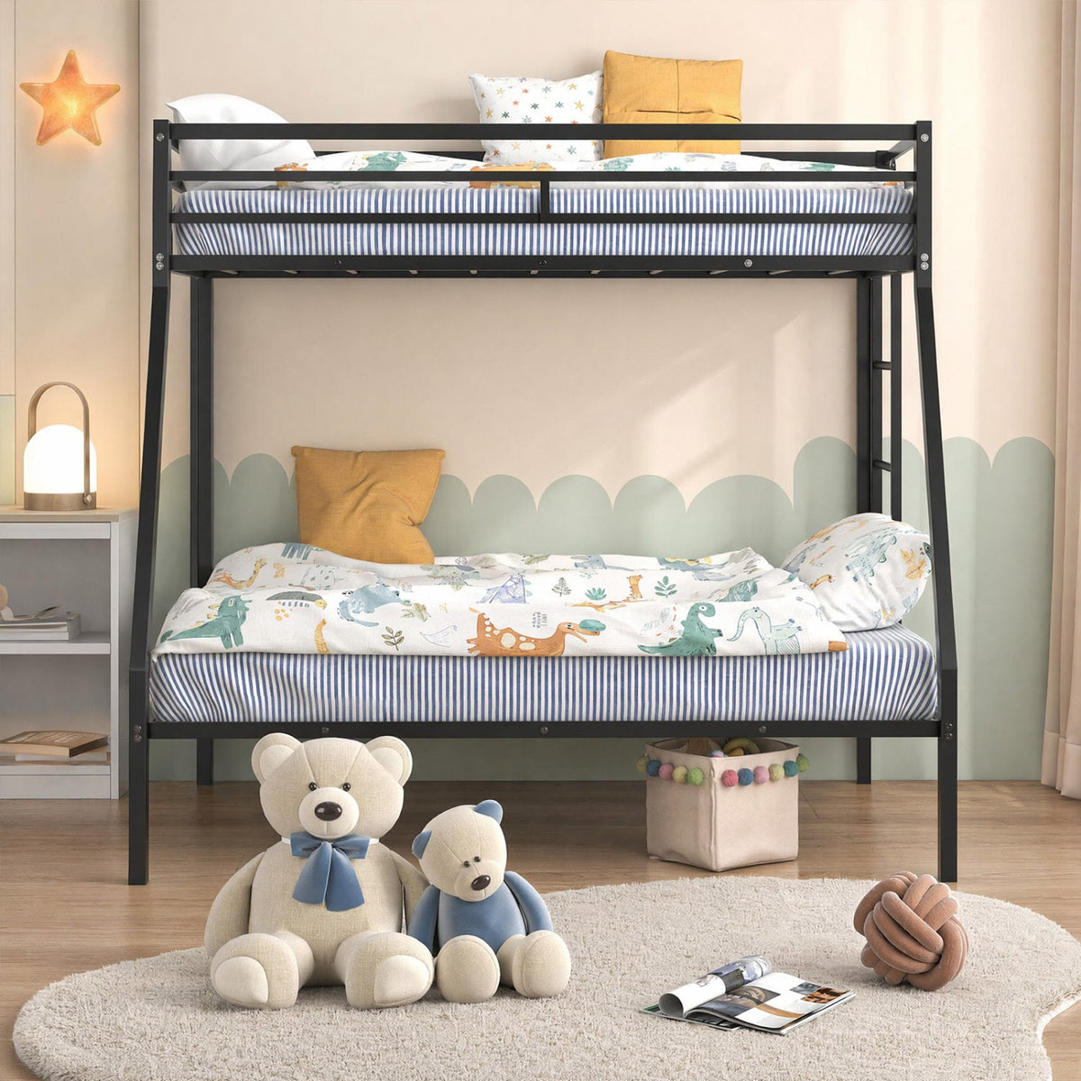 Space-saving Metal Slatted Bed Frame for Teens and Adults Noise-free No Box Spring Needed-Bunk Bed Frame-DECOROLALA