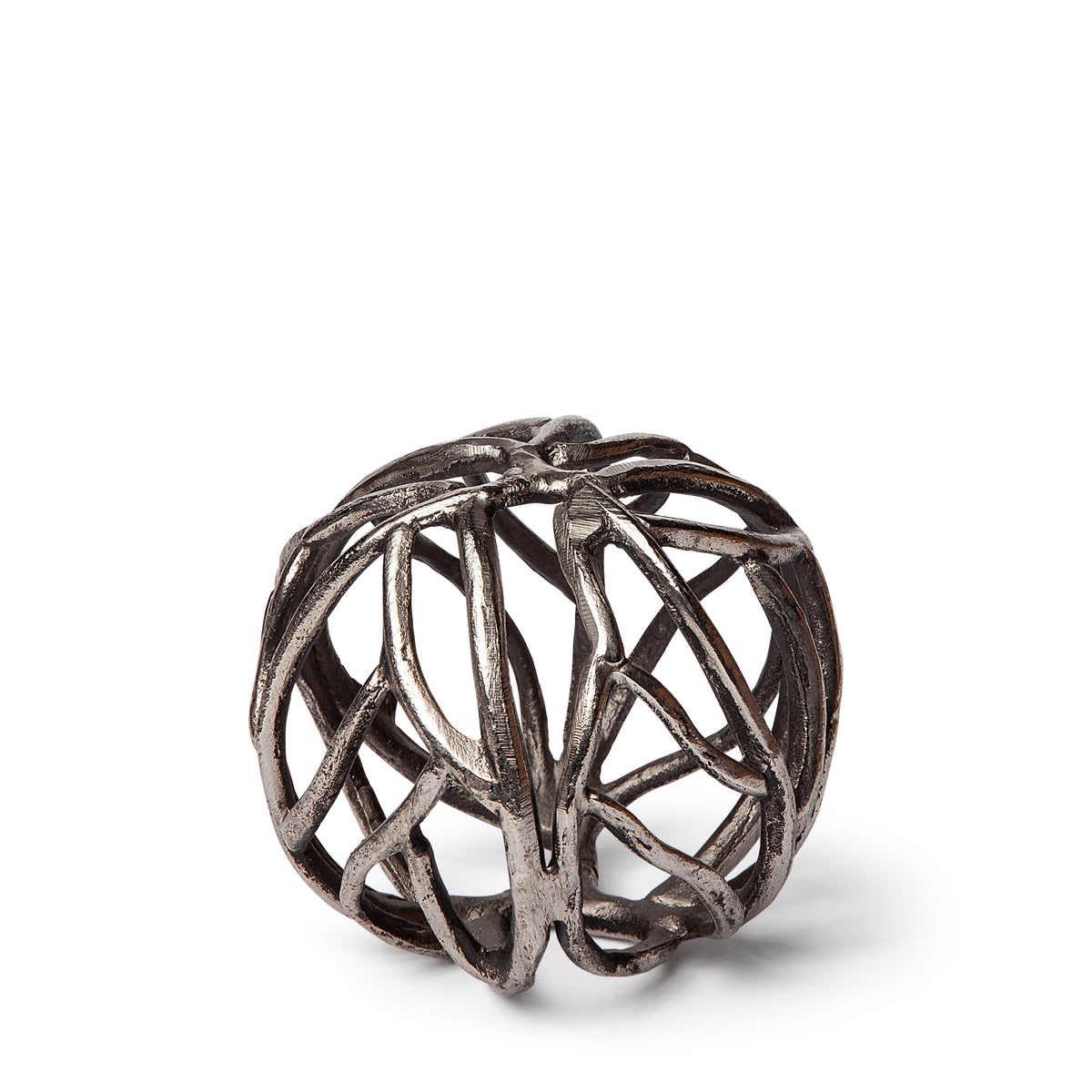 Sphaira I Small 5L x 5W Silver Cast Aluminum Decorative Tree Branch Orb-Objects-DECOROLALA