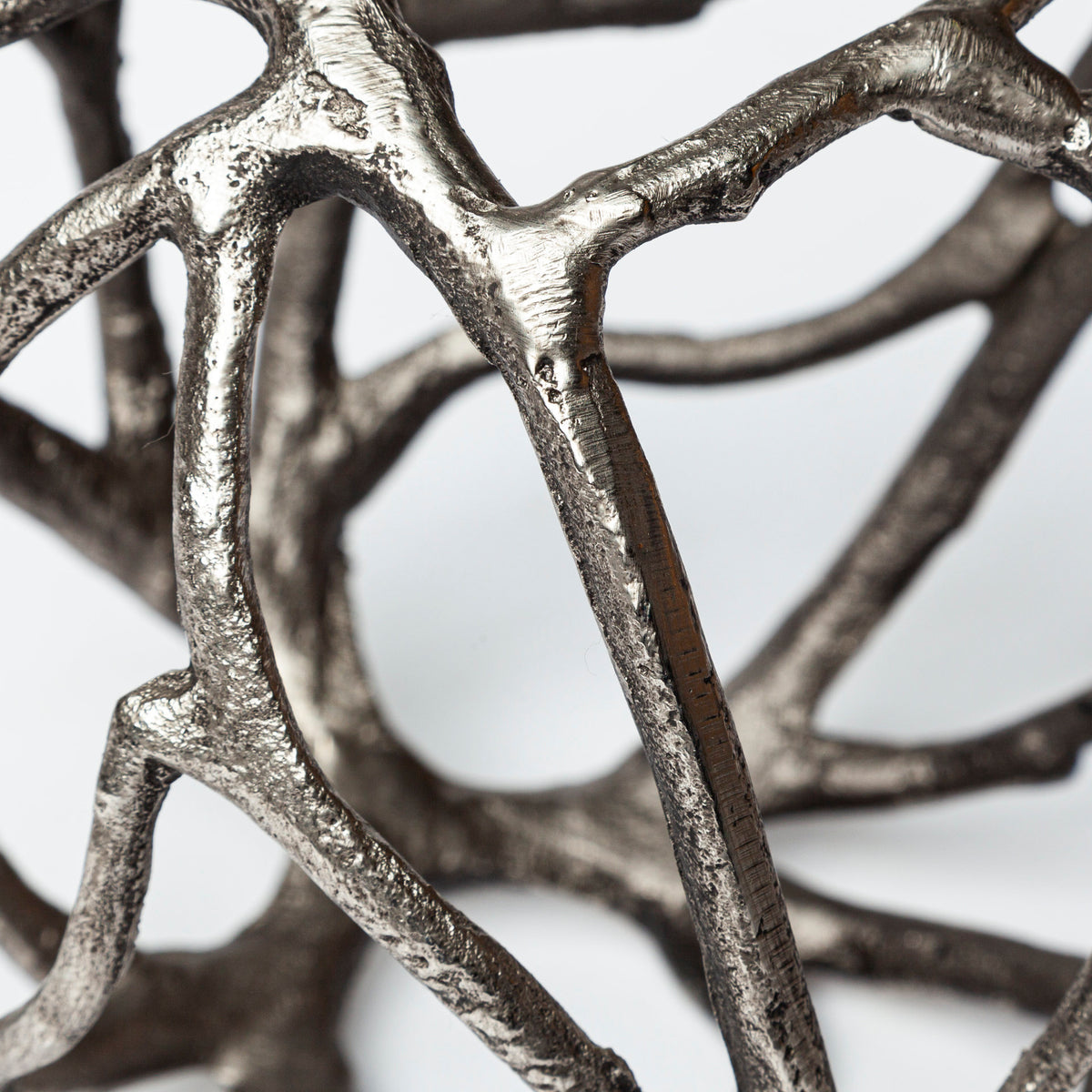 Sphaira I Small 5L x 5W Silver Cast Aluminum Decorative Tree Branch Orb-Objects-DECOROLALA