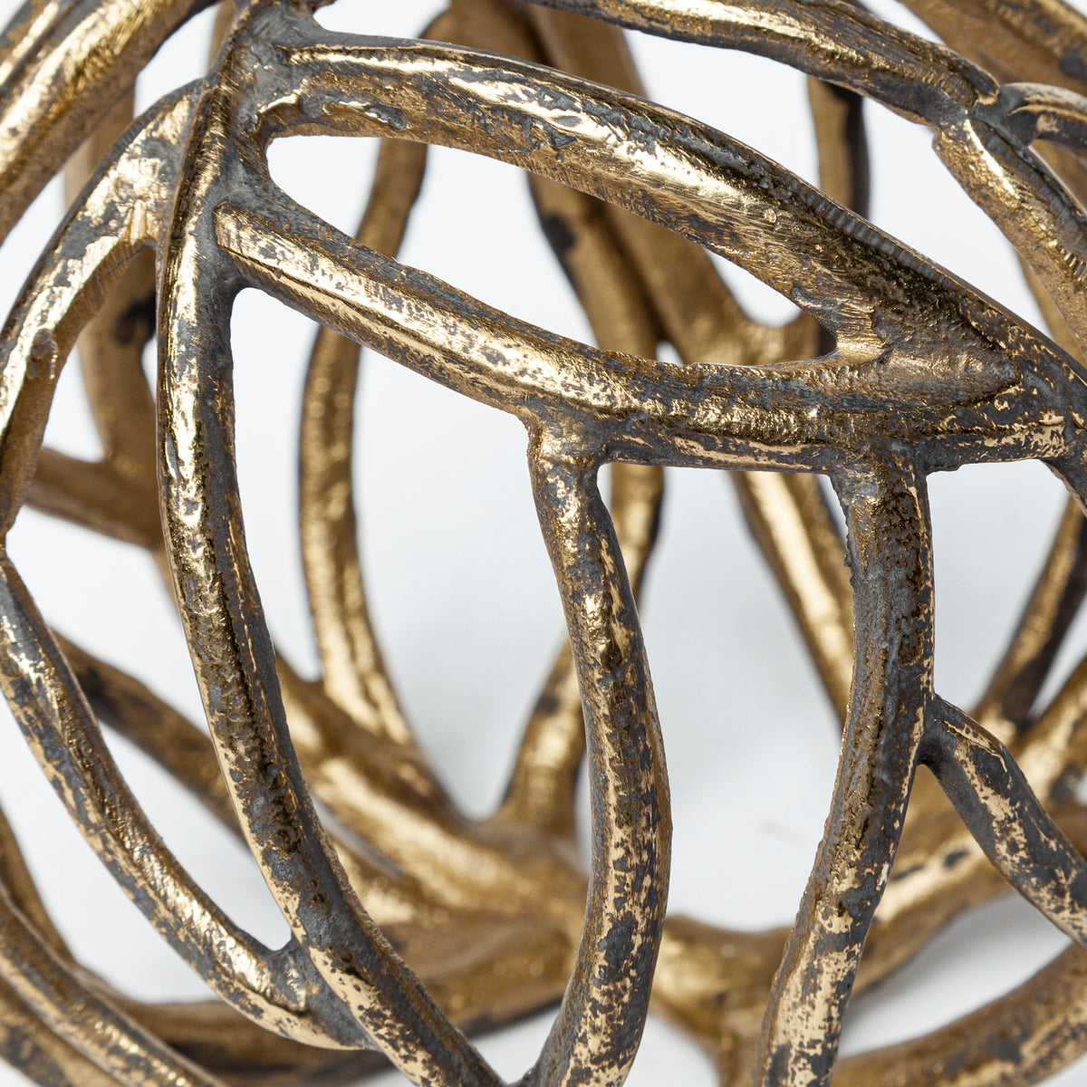 Sphaira Noir II Large 7L x 7W Gold Cast Aluminum Decorative Tree Branch Orb-Objects-DECOROLALA