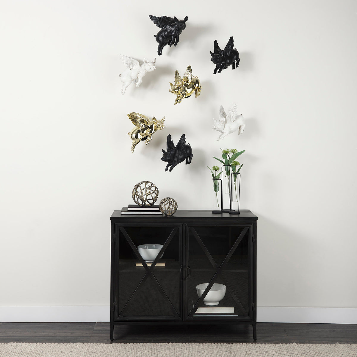 Sphaira Noir II Large 7L x 7W Gold Cast Aluminum Decorative Tree Branch Orb-Objects-DECOROLALA
