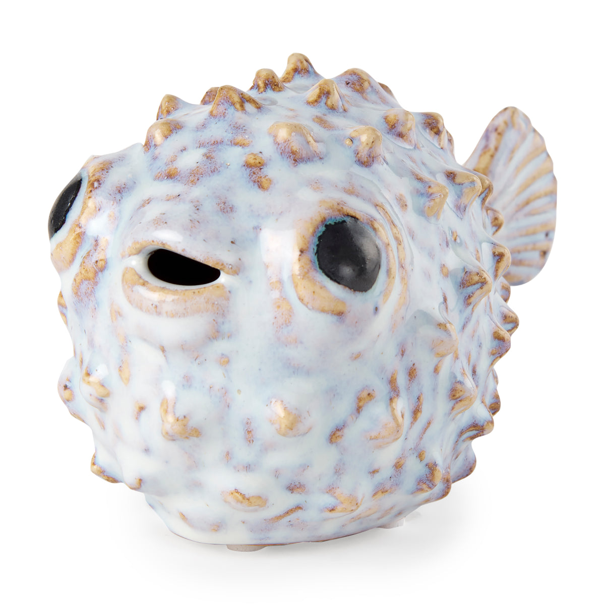Spike I (Small) 8L x 4W Off-White Ceramic Puffer Fish-Objects-DECOROLALA