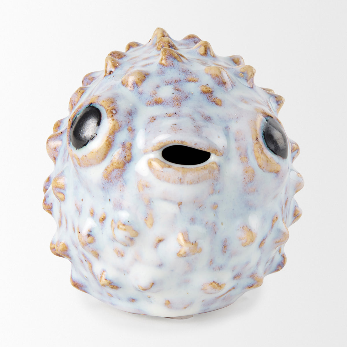 Spike I (Small) 8L x 4W Off-White Ceramic Puffer Fish-Objects-DECOROLALA