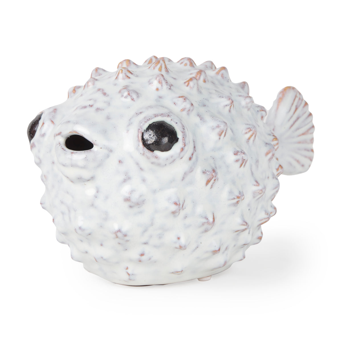 Spike II Large Ceramic Puffer Fish - Off-White 10"L x 6"W-Objects-DECOROLALA