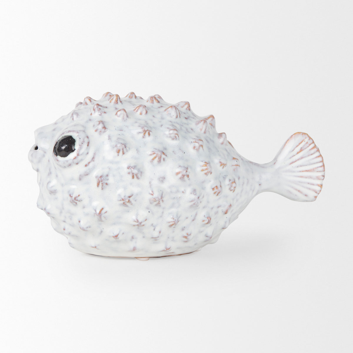 Spike II Large Ceramic Puffer Fish - Off-White 10"L x 6"W-Objects-DECOROLALA