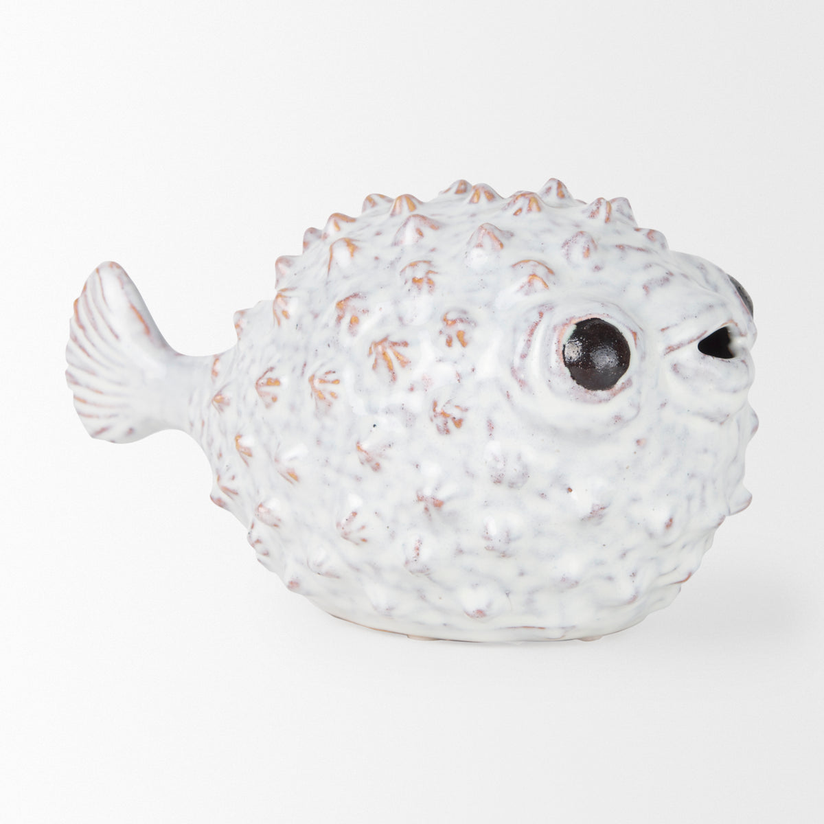 Spike II Large Ceramic Puffer Fish - Off-White 10"L x 6"W-Objects-DECOROLALA