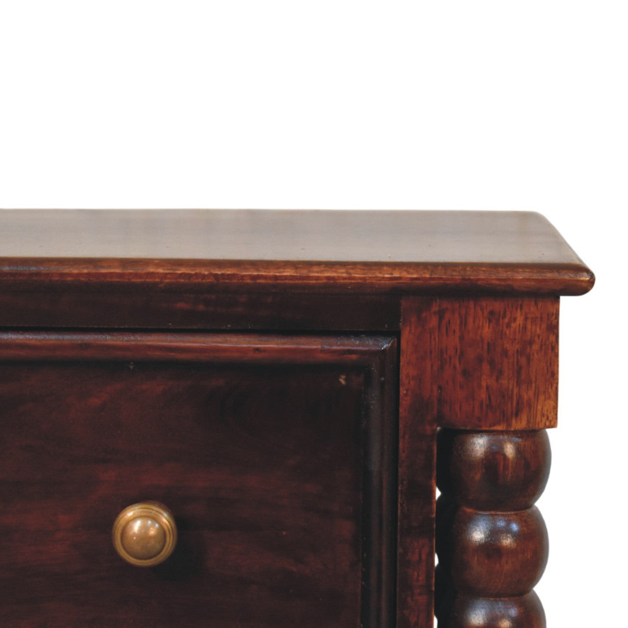Spindle Winewood Nightstand - Solid Mango Wood 2-Drawer-Nightstand-DECOROLALA