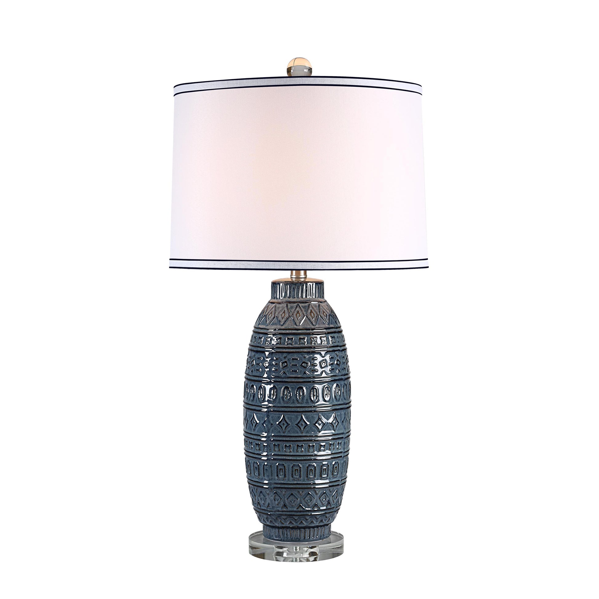 Spirea 30.47" Table Lamp, Prussian Blue Ceramic-Table Lamp-DECOROLALA