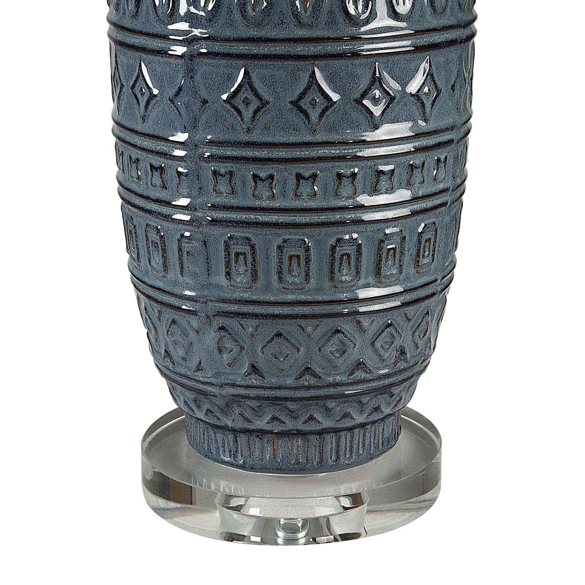 Spirea 30.47" Table Lamp, Prussian Blue Ceramic-Table Lamp-DECOROLALA