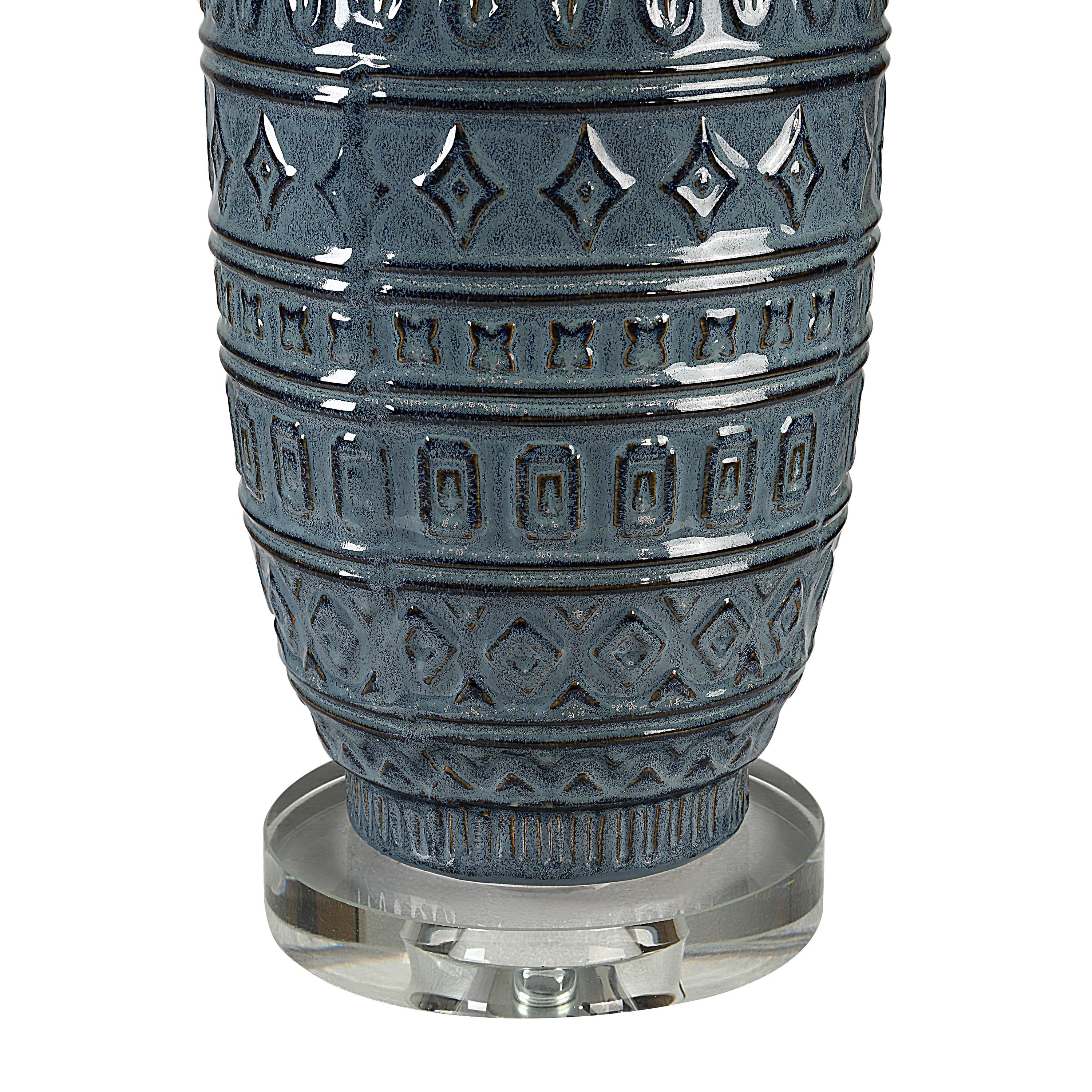 Spirea 30.47" Table Lamp, Prussian Blue Ceramic-Table Lamp-DECOROLALA