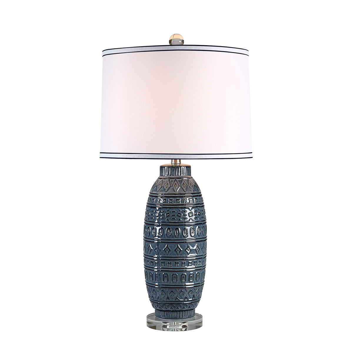 Spirea 30.47" Table Lamp, Prussian Blue Ceramic-Table Lamp-DECOROLALA