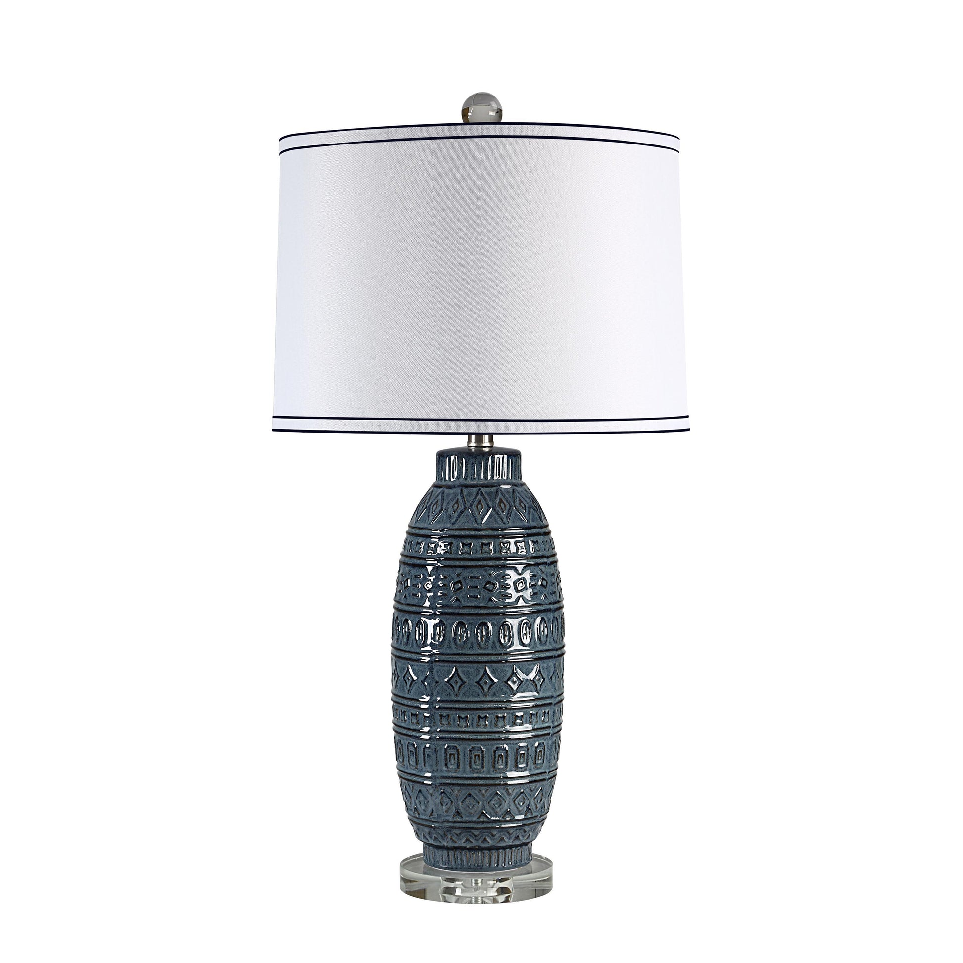 Spirea 30.47" Table Lamp, Prussian Blue Ceramic-Table Lamp-DECOROLALA