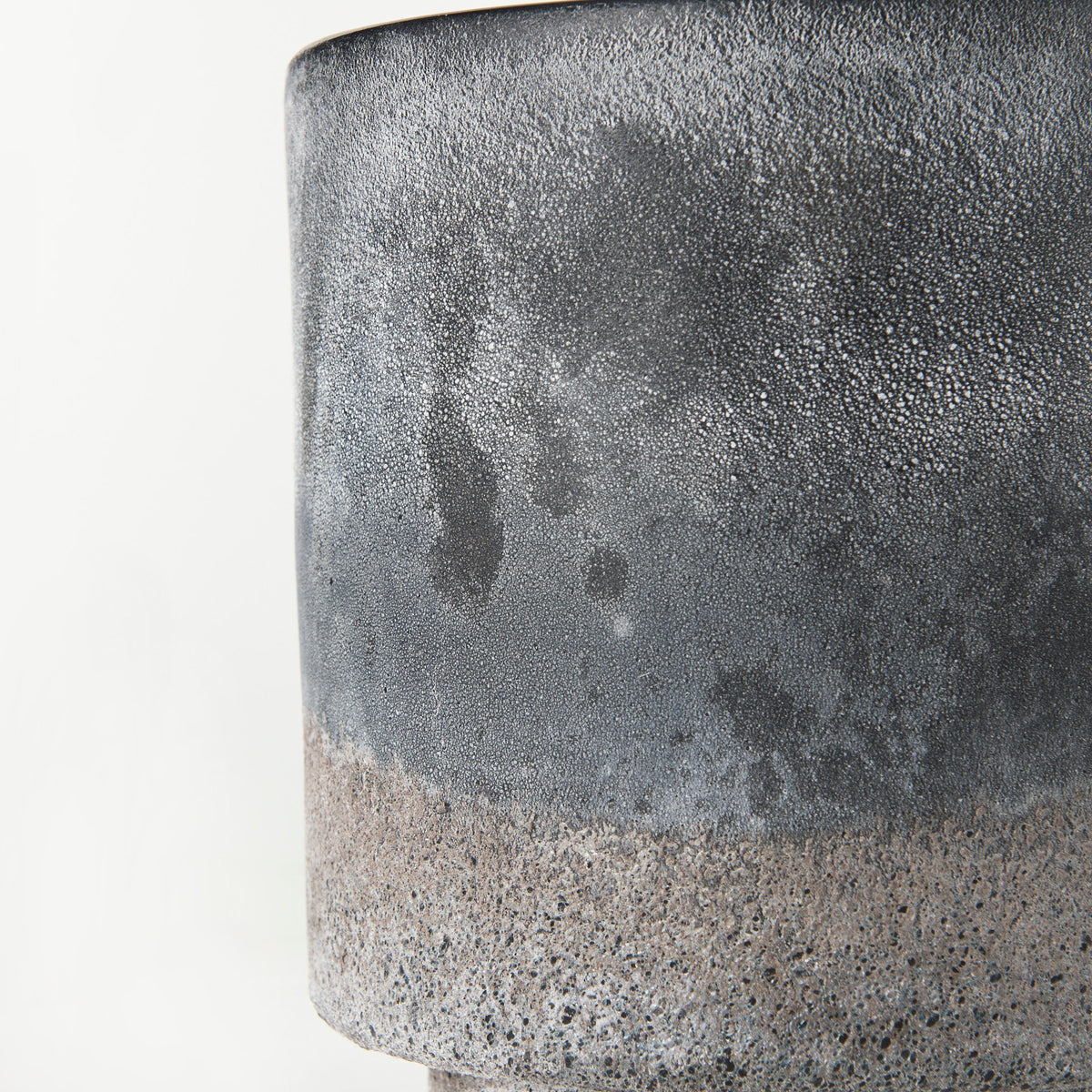 Squally 8.0L x 8.0W x 8.6H Black/Brown Glass Ombre Textured Vase-Vase-DECOROLALA