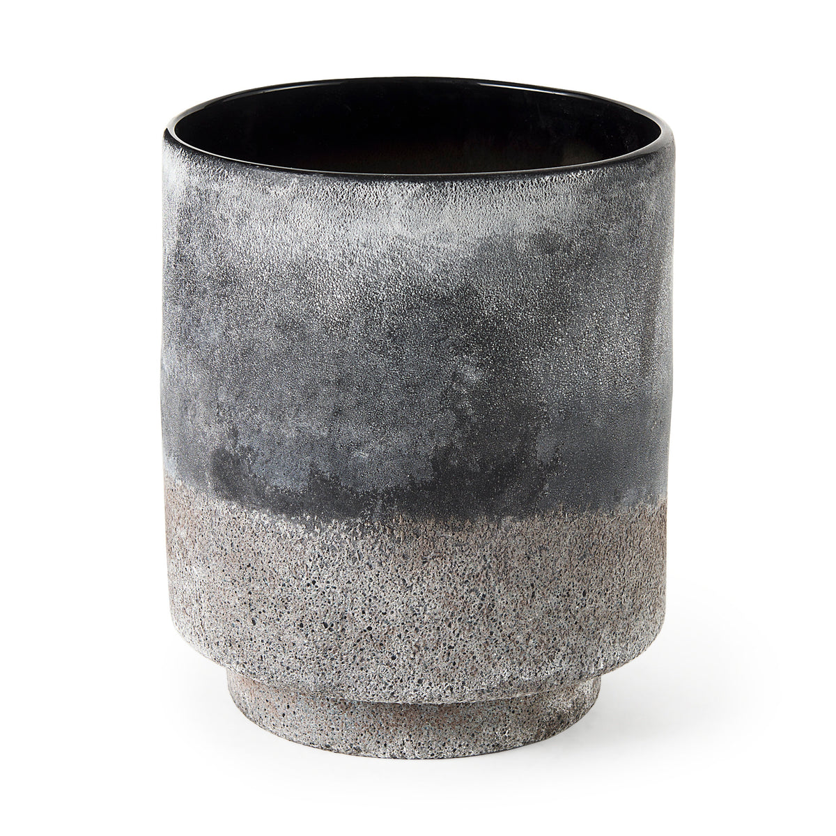 Squally Black/Brown Ombre Textured Glass Vase-Vases-DECOROLALA