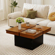 Square Coffee Table Mid Century Modern Center Table-Walnut-Coffee Tables-DECOROLALA