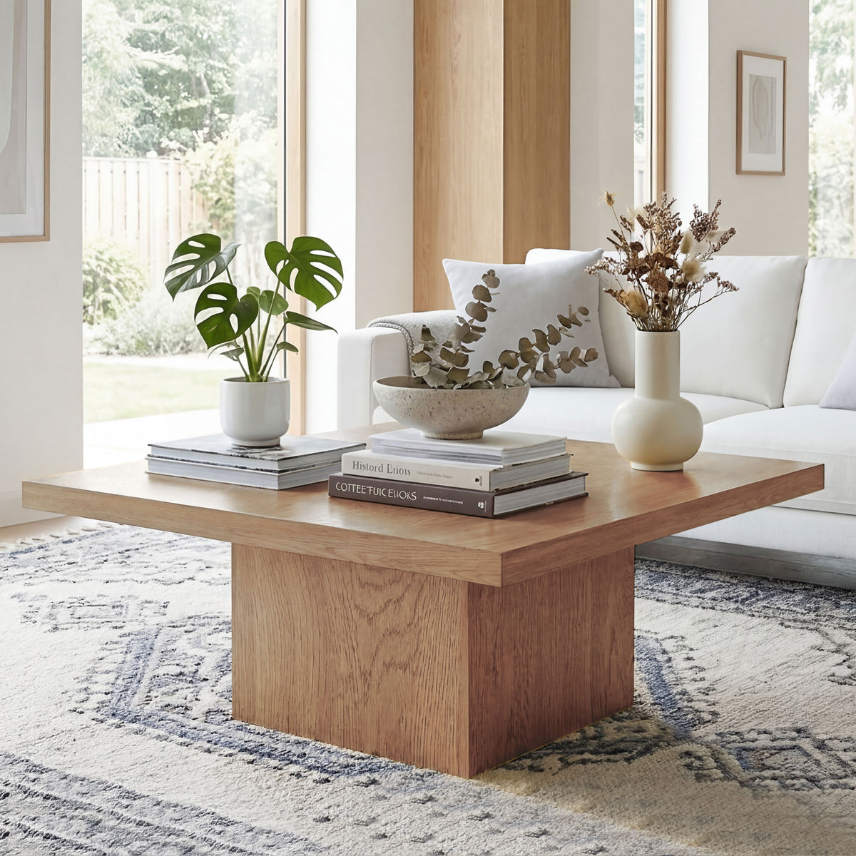 Square Coffee Table - Natural Wood 31.5" Modern Center Table-Home Furnishings > Living Room Furniture > Coffee Tables-DECOROLALA